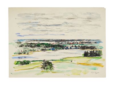 GEORGY VEREISKY RUSSIAN RURAL LANDSCAPE PAINTING. Georgy Vereisky (Russian, 1886–1962). 