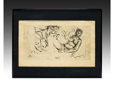 RUSSIAN SOVIET ERA ERNST NEIZVESTNY ETCHING ON PAPER. This original 1971 etching by prominent 