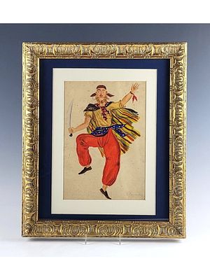 VADIM RYNDIN 1937 THEATRICAL COSTUME GOUACHE PAINTING. An original 1937 gouache and watercolor 