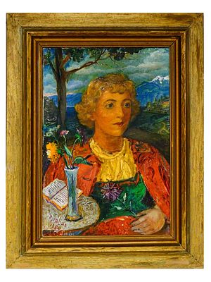 DAVID BURLIUK RUSSIAN FEMALE PORTRAIT OIL PAINTING. David Burliuk (Russian-American, 1882–1967). 