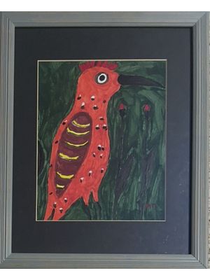 MANNER OF MARIA PRYMACHENKO BIRD PAINTING. Executed in the manner of Maria Prymachenko, this 