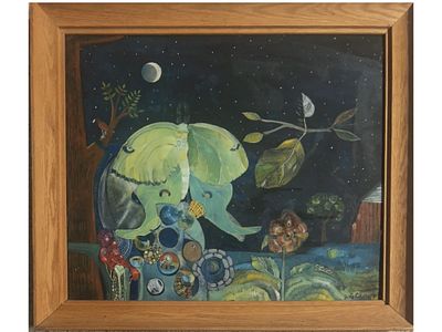 BEARS SIGNATURE G DE CHIRICO SURREALIST OIL PAINTING. A fantastical oil on canvas painting 