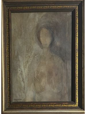 MANNER OF AMEDEO MODIGLIANI OIL PORTRAIT PAINTING. An oil painting on canvas executed in the 