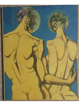 ATTR NEIZVESTNY RUSSIAN SOVIET ERA OIL PAINTING. An oil on canvas painting attributed to 