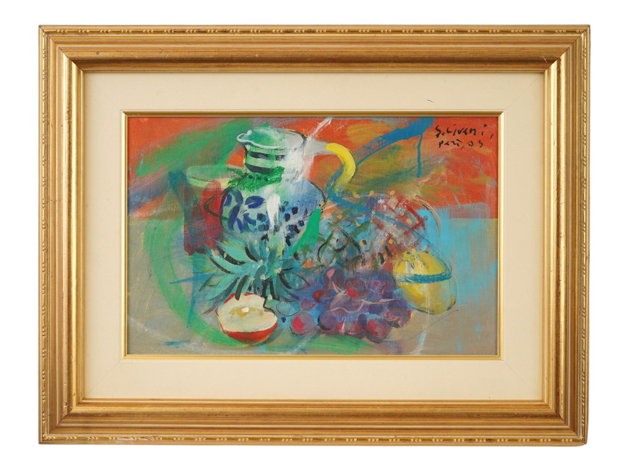 STATHIS LIVANIS GREEK STILL LIFE OIL PAINTING 2003