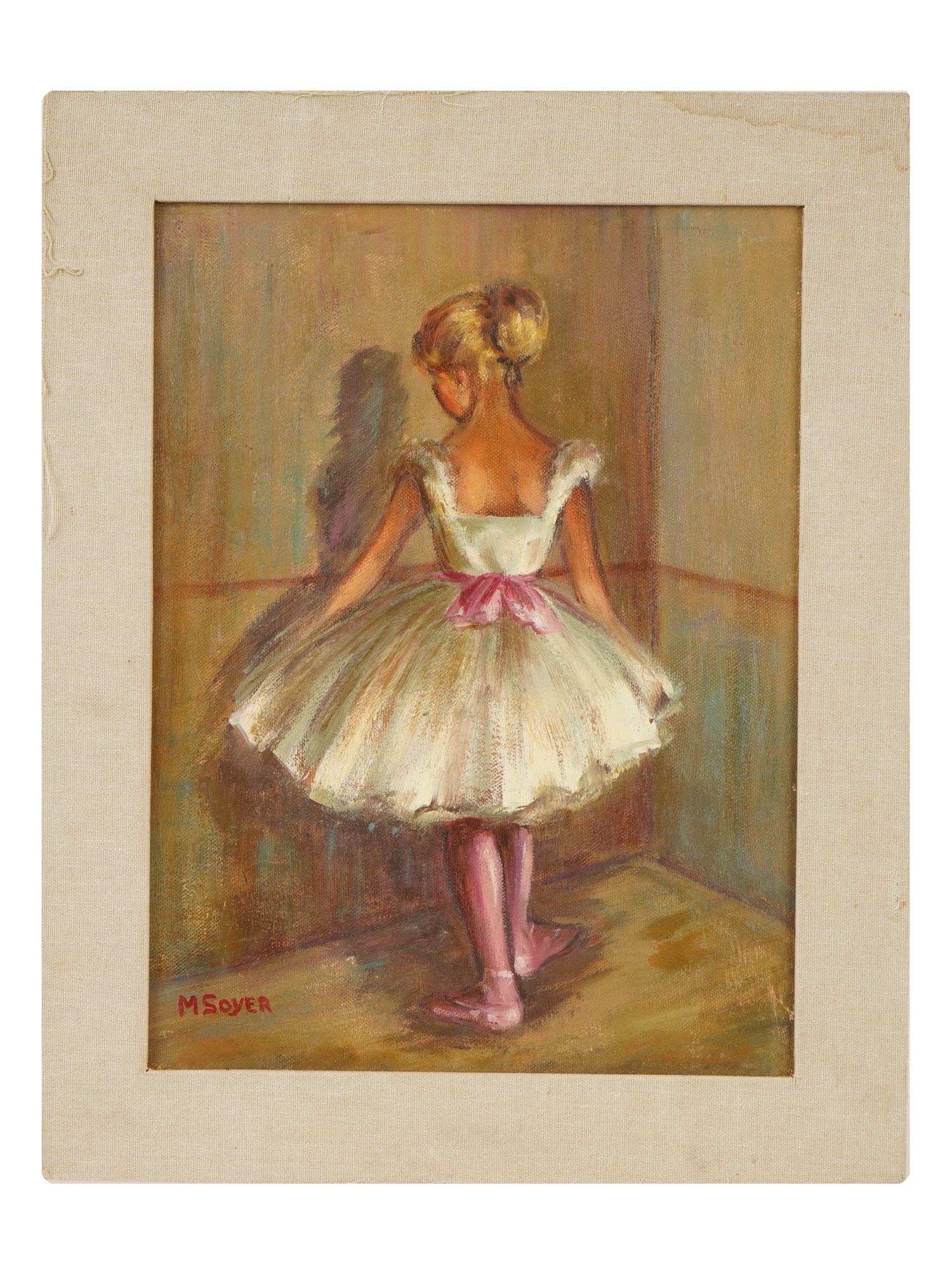 VINTAGE BALLET DANCER OIL PAINTING SIGNED M. SOYER