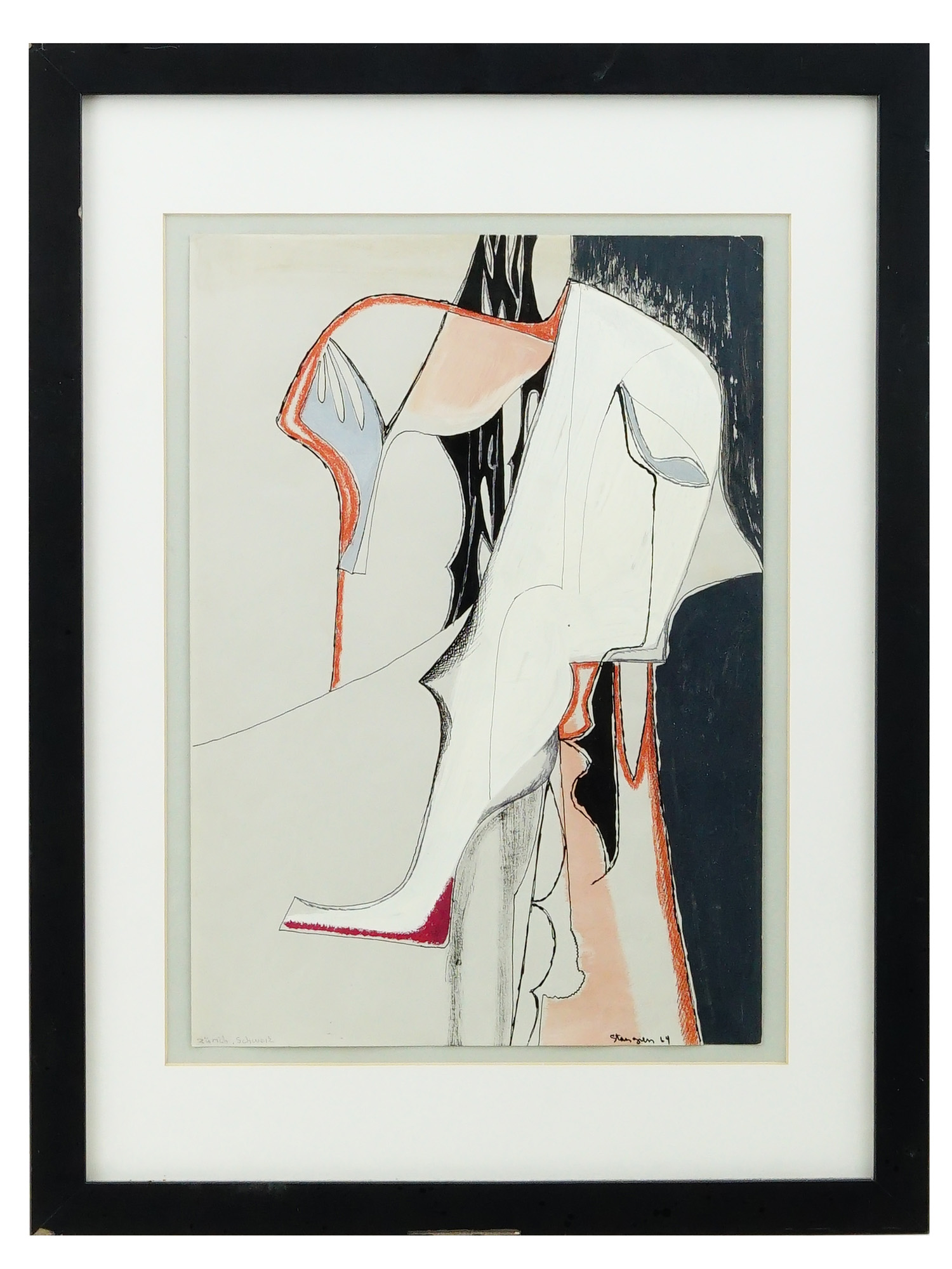 STANLEY STANGREN AMERICAN ABSTRACT MIXED MEDIA PAINTING