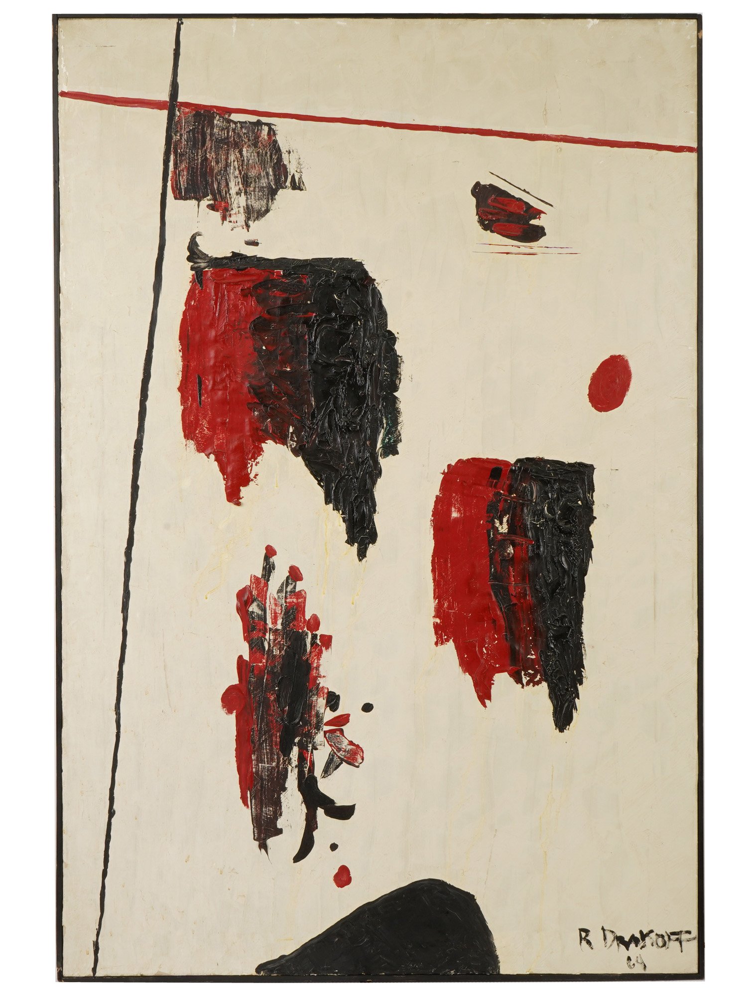 AMERICAN ABSTRACT OIL PAINTING SIGNED R. DRAKOFF