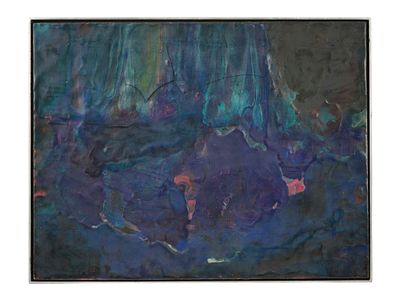 АМЕРИКАНСКАЯ АБСТРАКТНАЯ КАРТИНА МОРРИСА ШУЛЬМАНА В СМЕШАННОЙ ТЕХНИКЕ, 1963. Моррис Шульман 