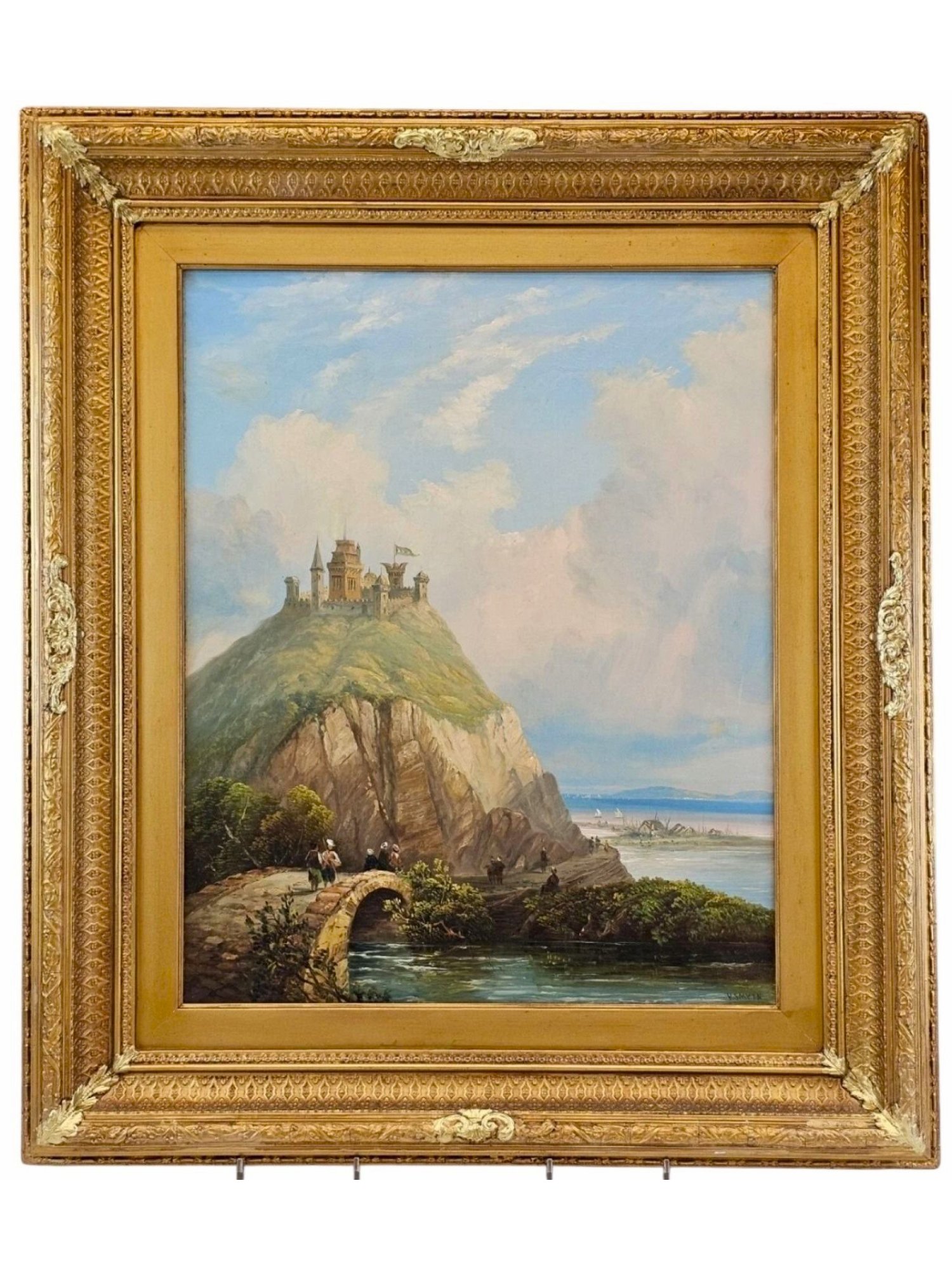 HENRY SMYTH 19TH C ENGLISH COASTAL LANDSCAPE OIL PAINTING