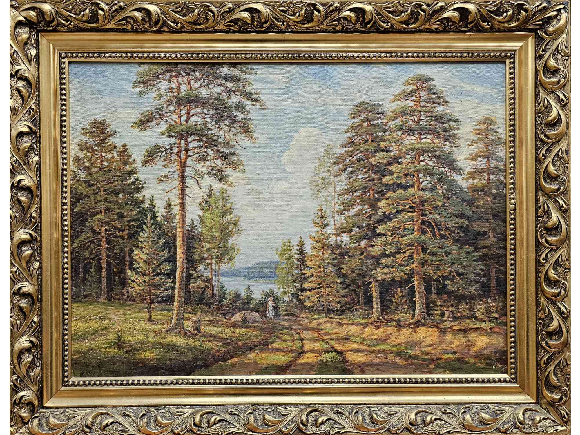 ALEXANDER MOROZOV RUSSIAN OIL FOREST LANDSCAPE PAINTING