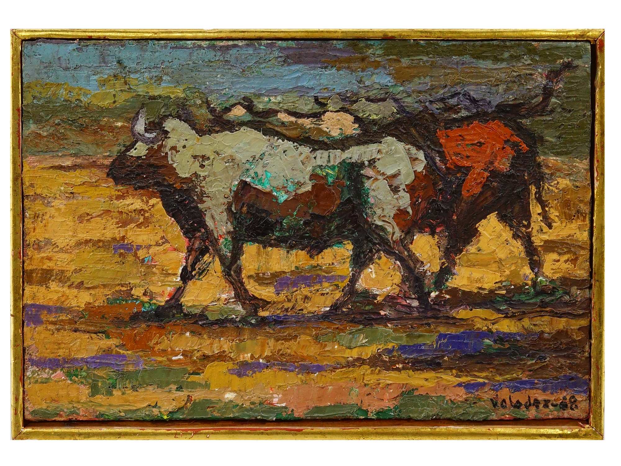 SIGNED VALADEZ MID CENTURY PASTORAL OIL PAINTING