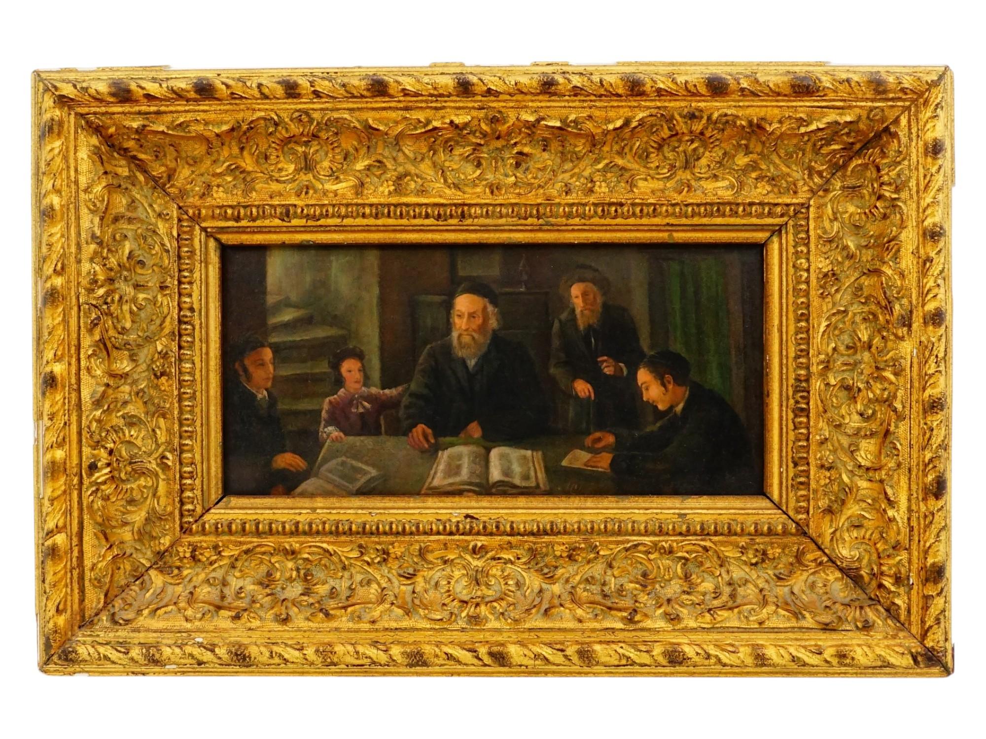 ATTR MORITZ OPPENHEIM OIL ON BOARD JEWISH SCHOLARS PAINTING