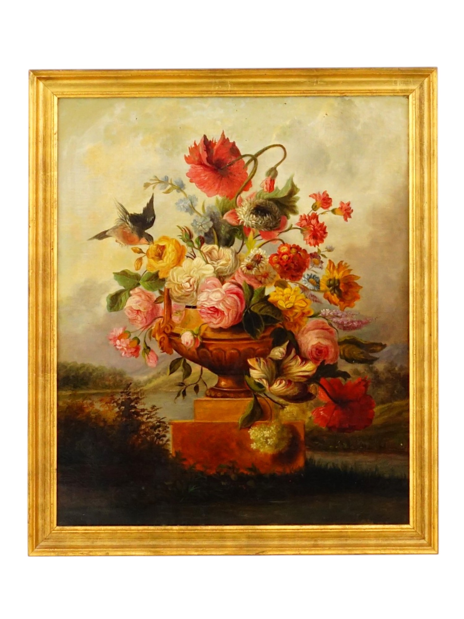 19TH C FRENCH FLORAL STILL LIFE PAINTING SIGNED J.B. DUFAY