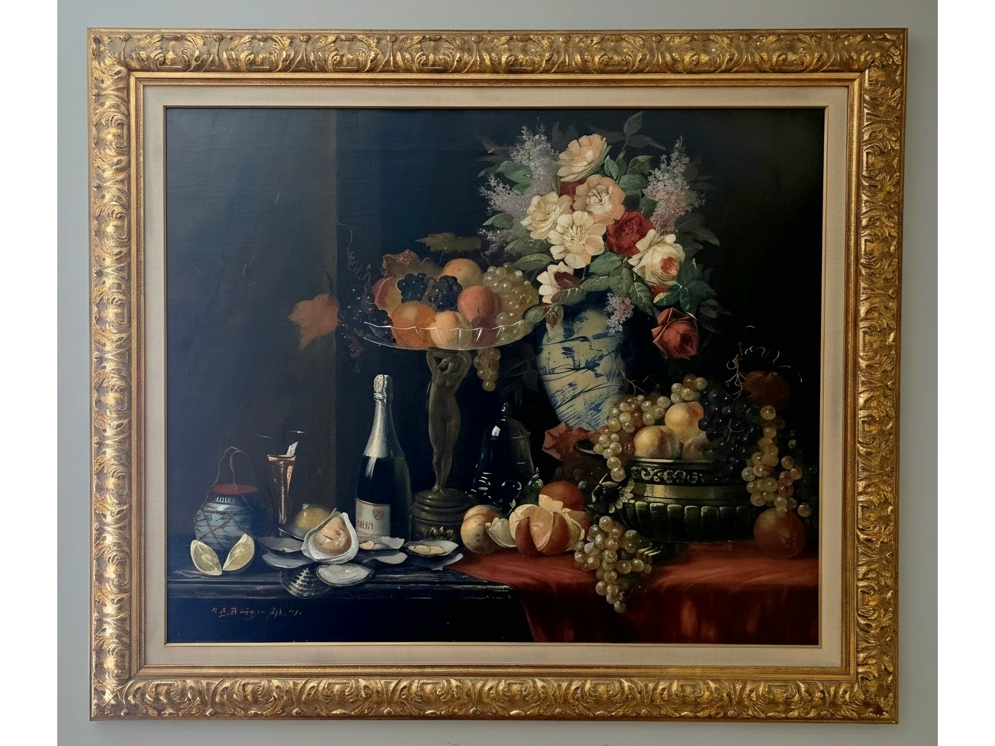 19TH C GERMAN STILL LIFE OIL SIGNED M.O. BÜRGER PAINTING
