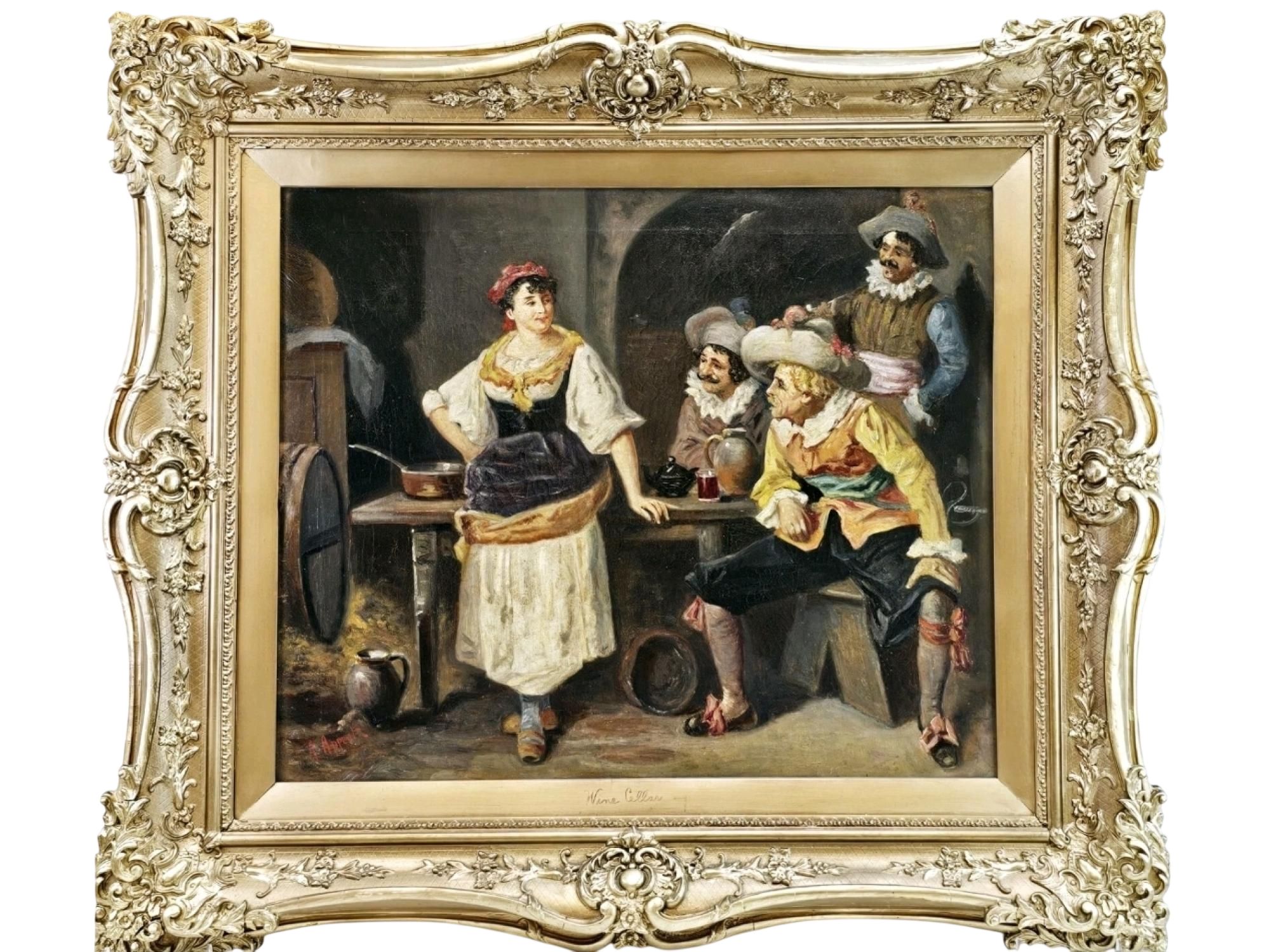 FRENCH GEORGES APPERT WINE CELLAR MUSKETEER PAINTING