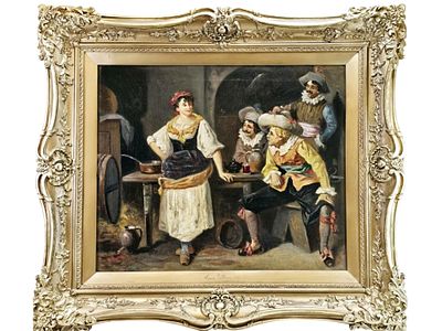 КАРТИНА ЖОРЖА АППЕРА &laquo;МУШКЕТЕРЫ В ВИННОМ ПОГРЕБЕ&raquo; (ФРАНЦИЯ). Жорж Аппер (Франция, 1850–1934) 