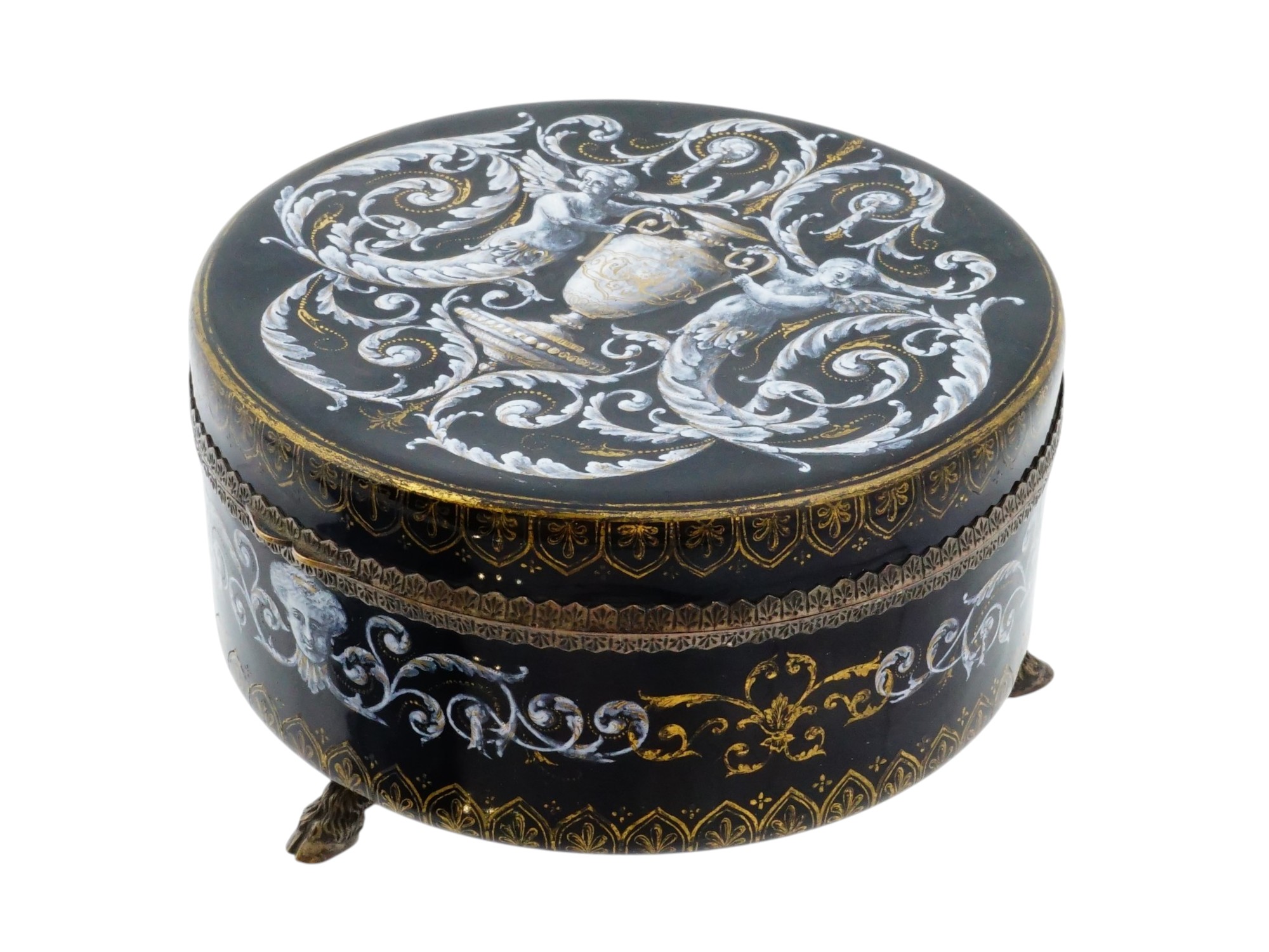 ANTIQUE 19TH C FRENCH LIMOGES ENAMEL TRINKET BOX
