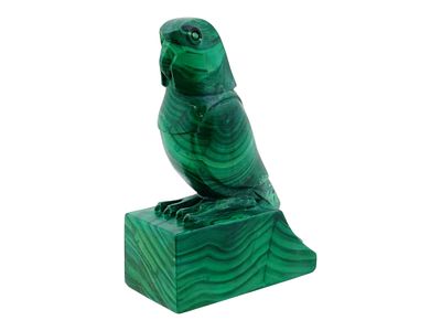 SWISS ART DECO ED. M SANDOZ CARVED MALACHITE FALCON. &Eacute;douard-Marcel Sandoz (Swiss, 1881–1971) 