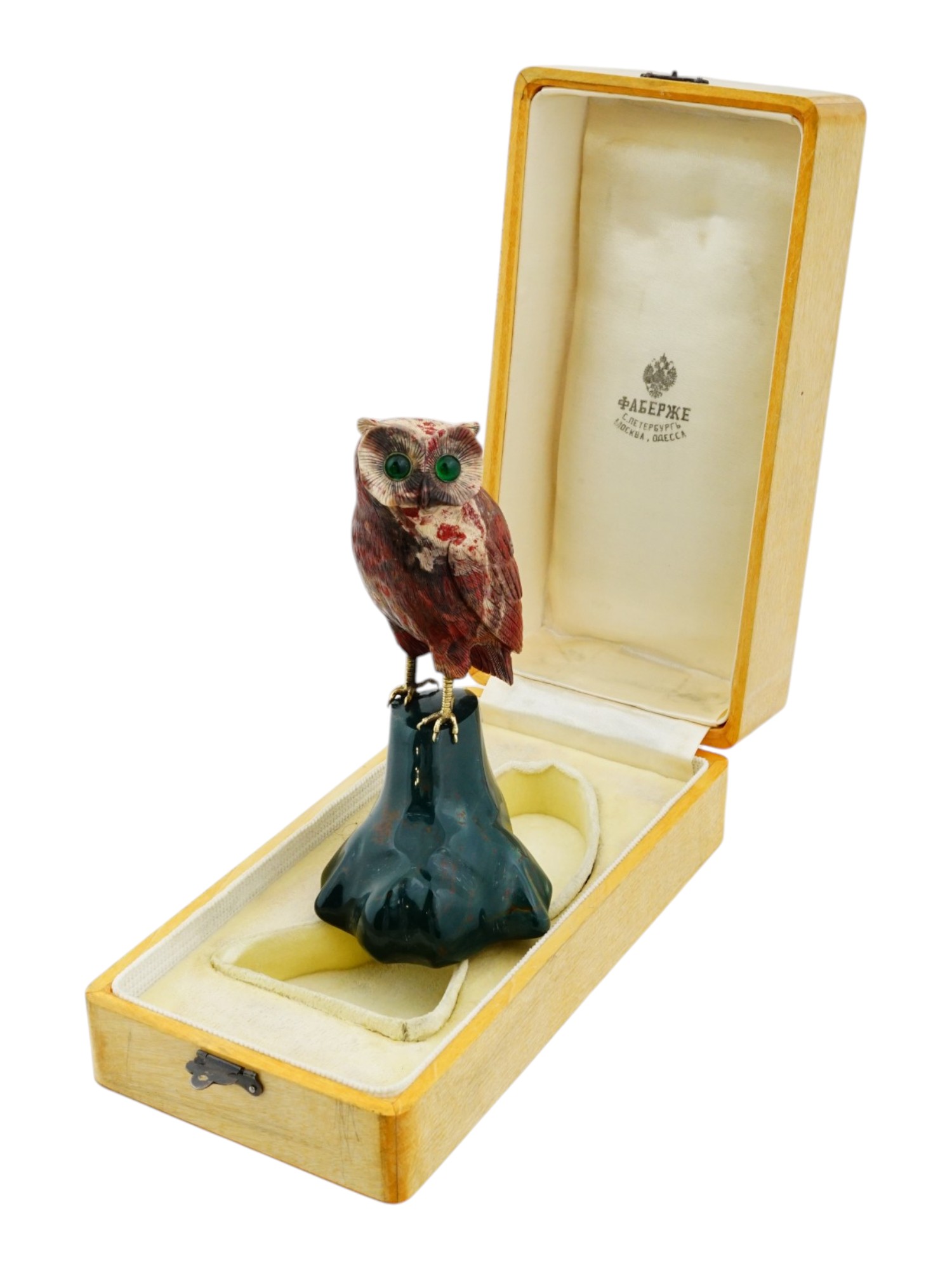 IMPERIAL RUSSIAN HARDSTONE FIGURINE OF AN OWL