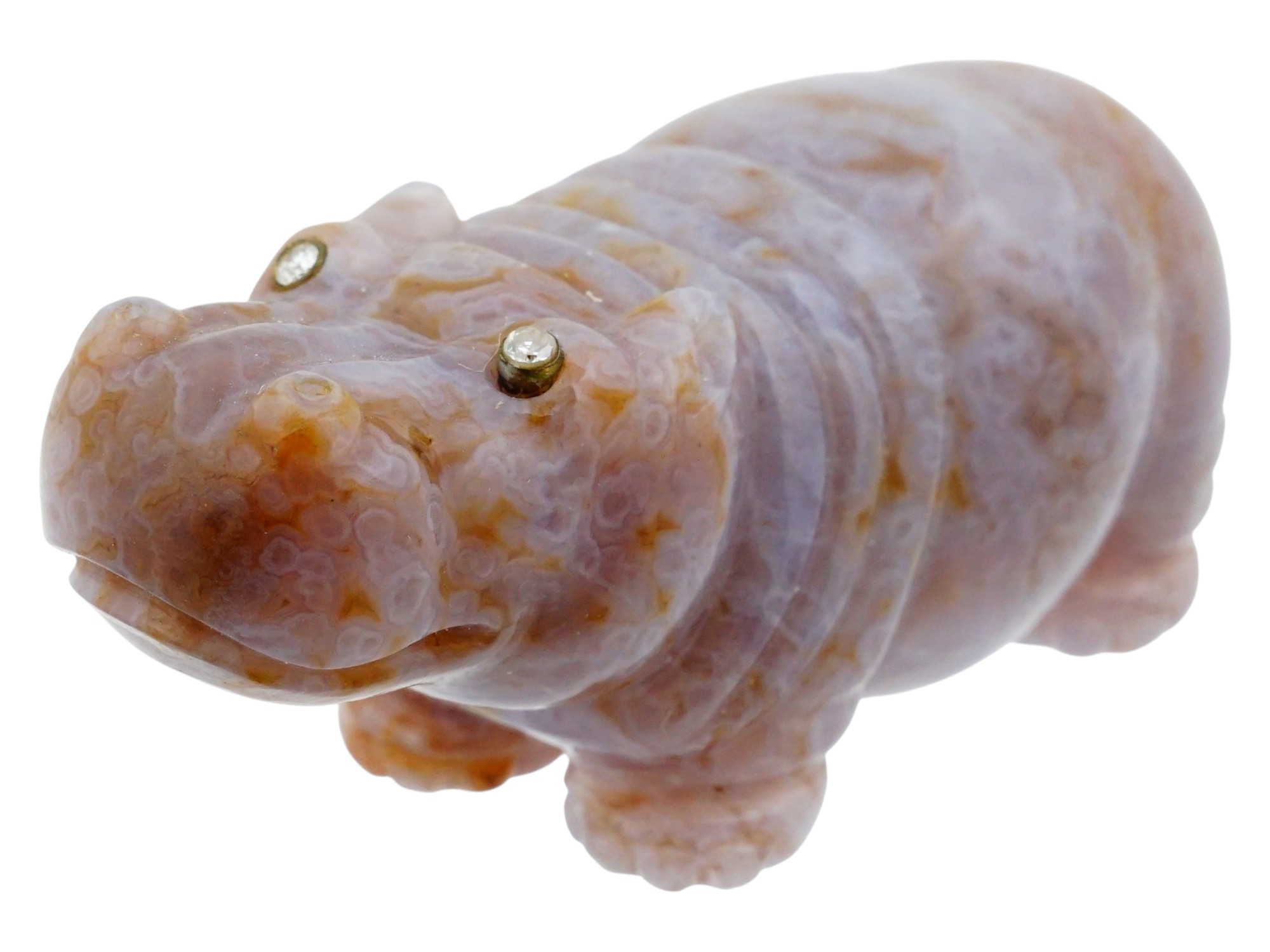 IMPERIAL RUSSIAN HONEY AGATE FIGURINE OF A HIPPO