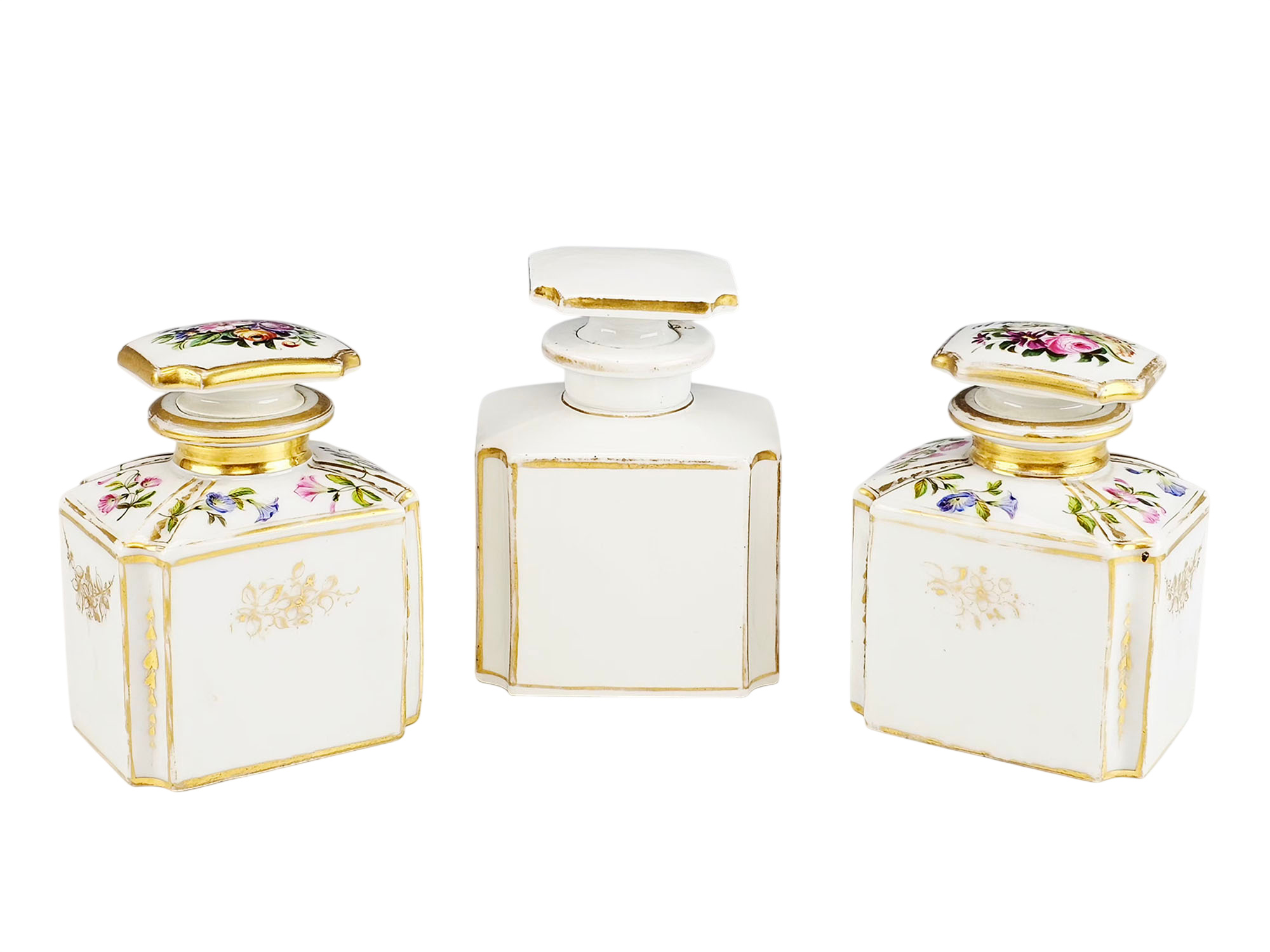 ANTIQUE FRENCH AND GERMAN PORCELAIN PERFUME BOTTLES