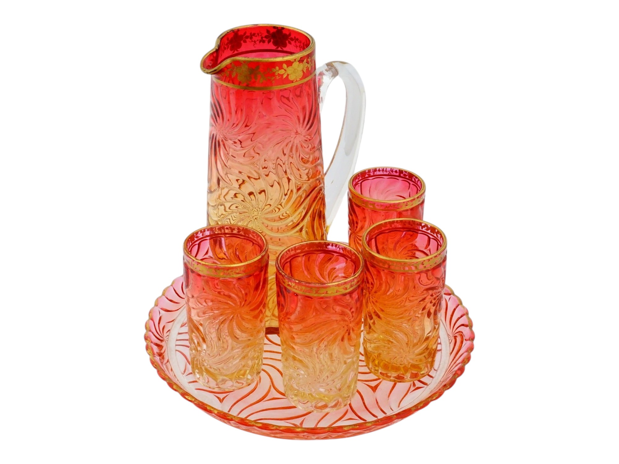 BACCARAT FRANCE ROSE TIENTE CRYSTAL GLASS SET