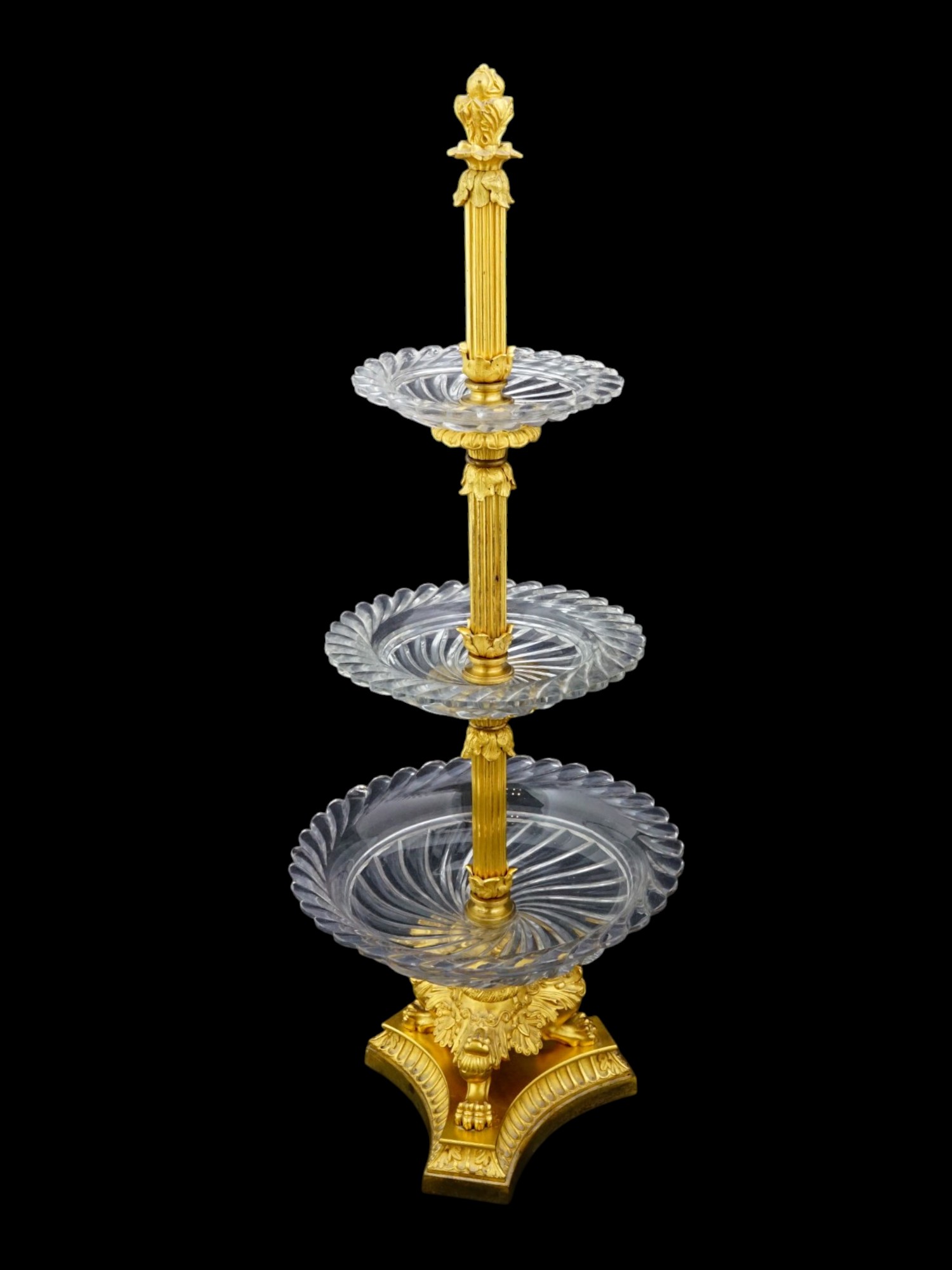 ANTIQUE FRENCH GILT BRONZE AND CRYSTAL CENTERPIECE