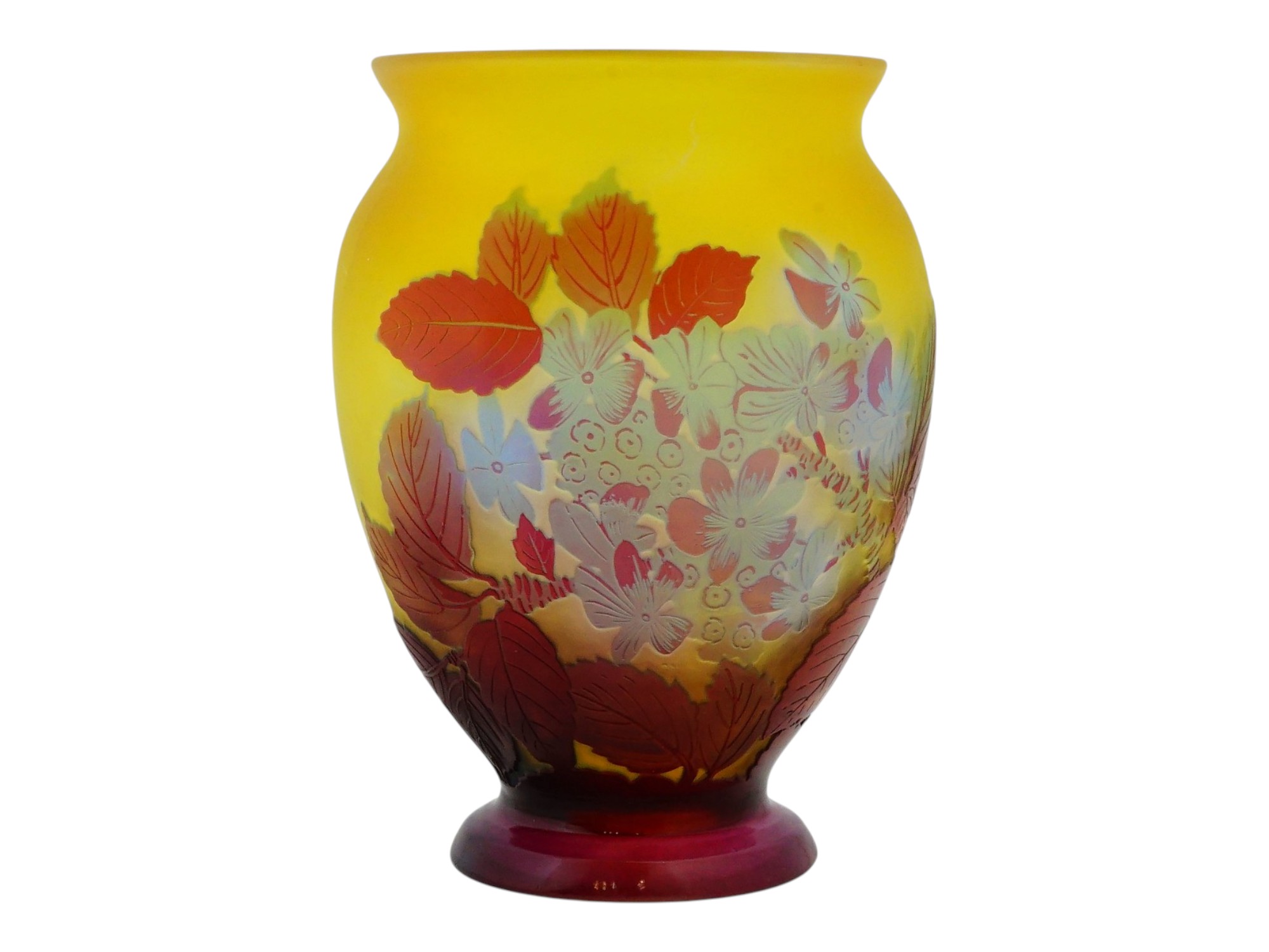 FRENCH ART NOUVEAU GALLE HORTENSIA CAMEO GLASS VASE