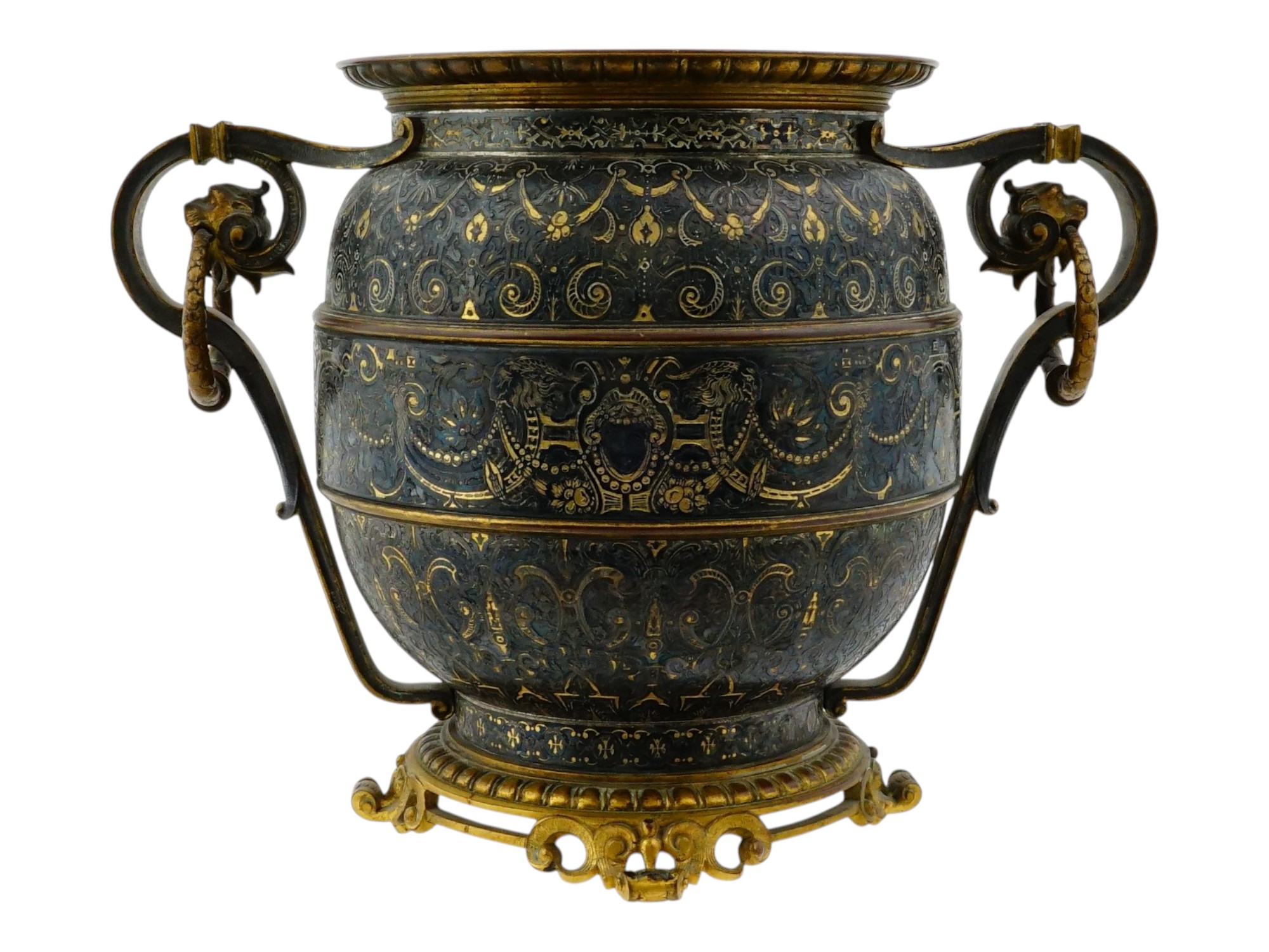 ANTIQUE FRENCH BRONZE NIELLO CENTERPIECE URN