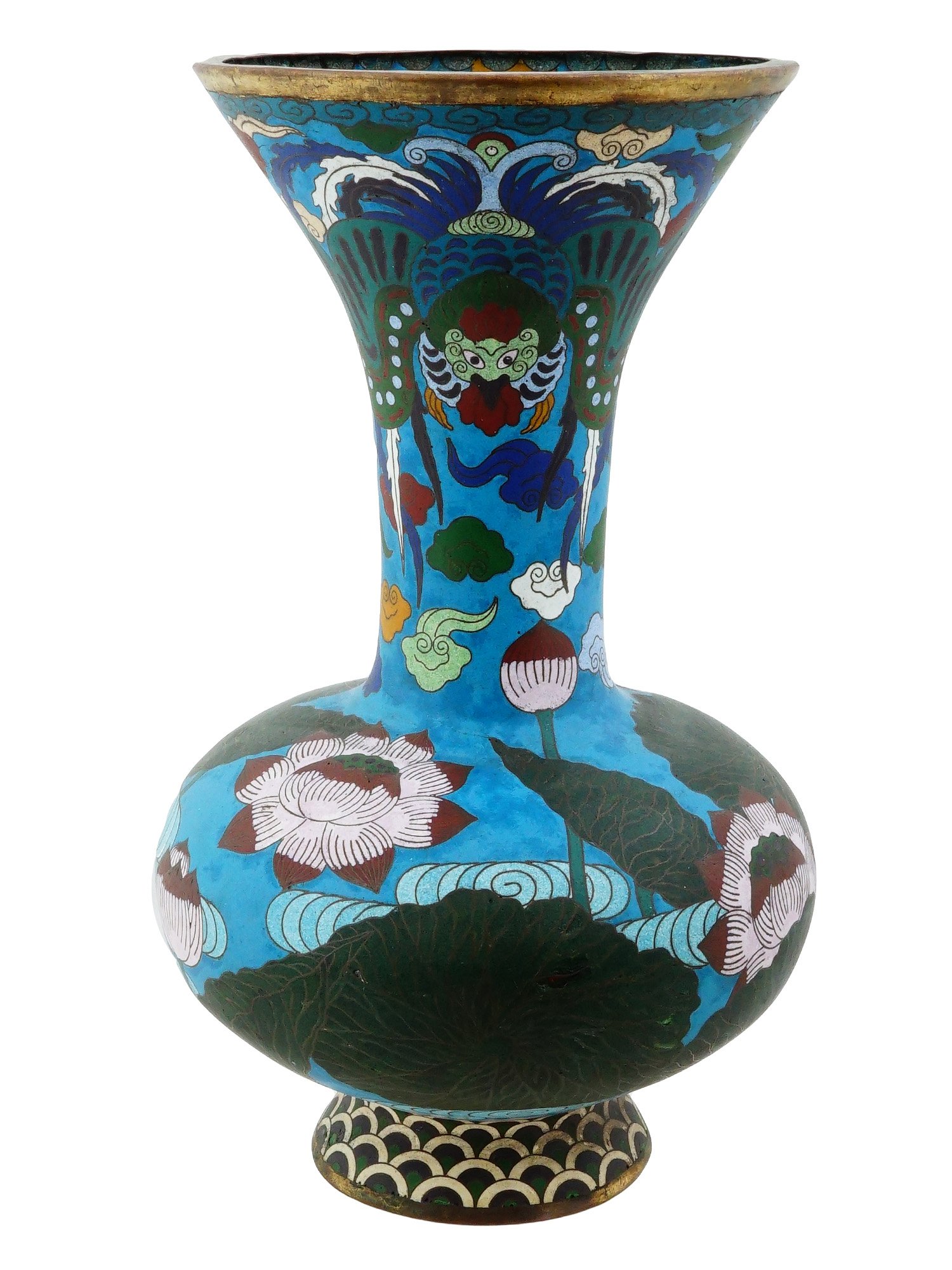 ANTIQUE CHINESE QING DYNASTY CLOISONNE ENAMEL VASE