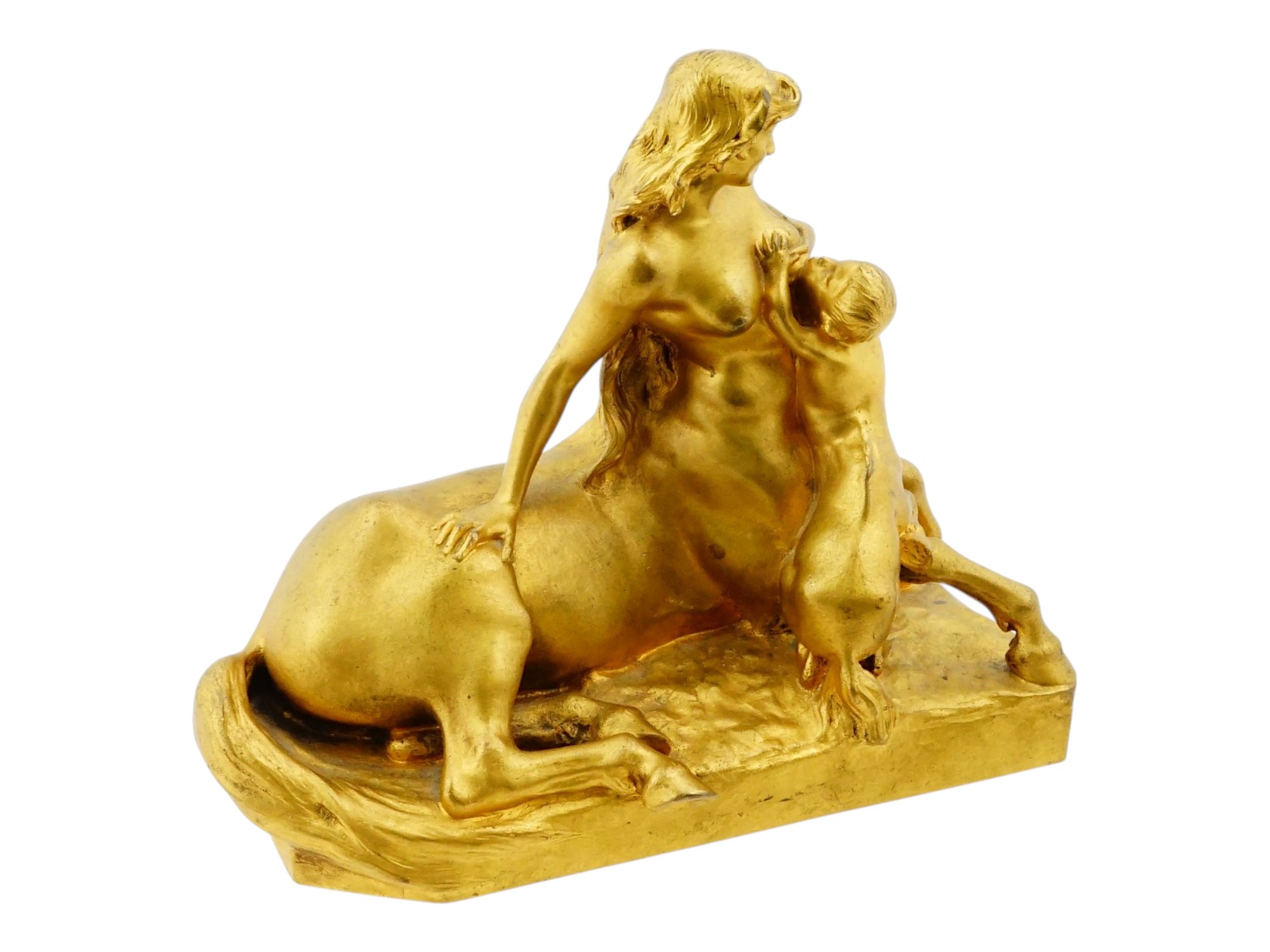 FRENCH GILT BRONZE CENTAURESS & CHILD DEVAULX SUSSE FRÈRES