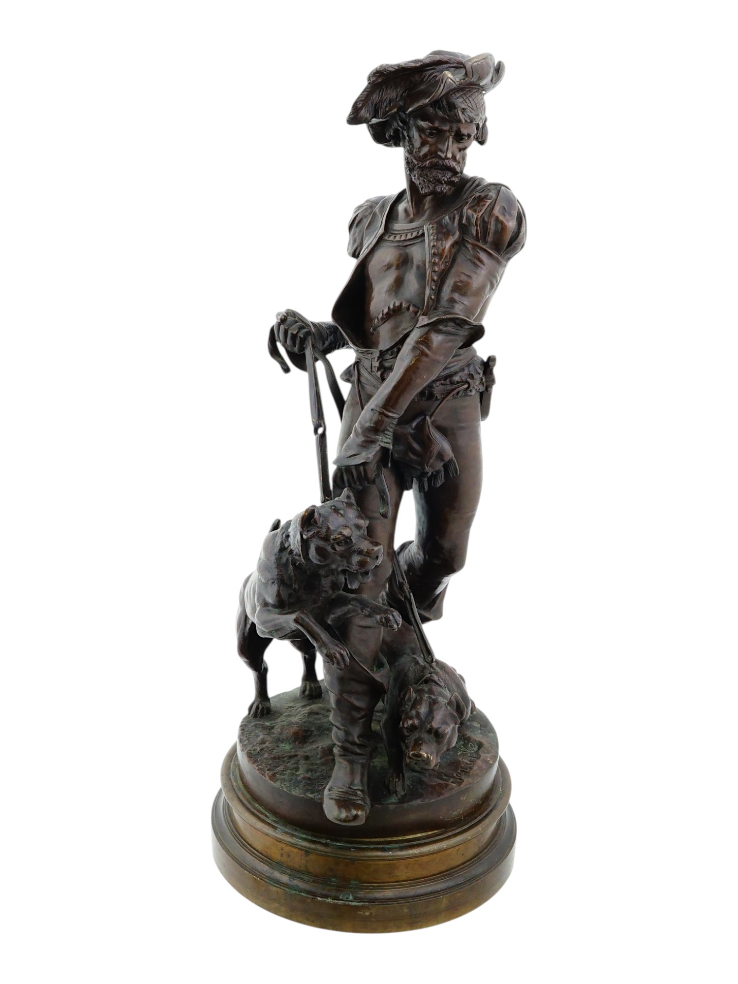 HENRI HONORE PLE FRENCH BRONZE SCULPTURE HOUNDSMAN