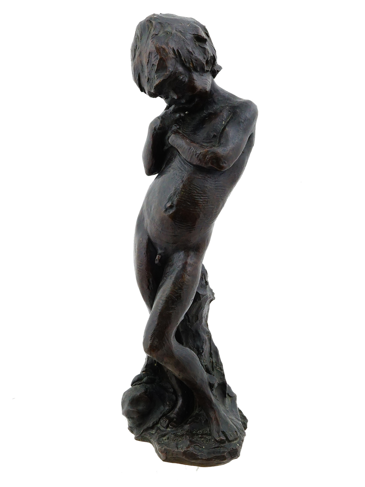FRITZ DILLER GERMAN BRONZE SCULPTURE NUDE BOY