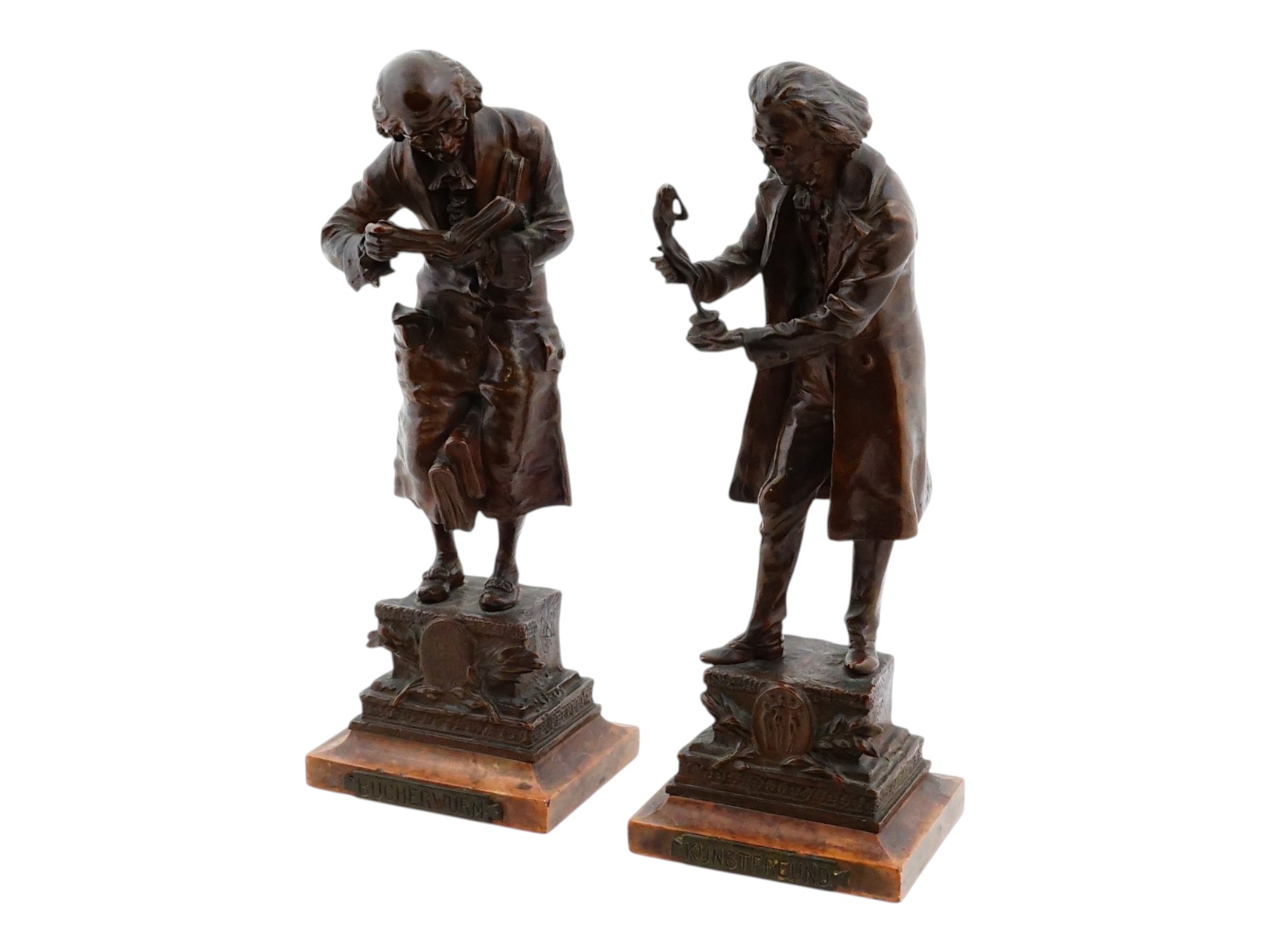 PAIR OF AUSTRIAN CARL KAUBA BRONZE SCHOLAR FIGURES