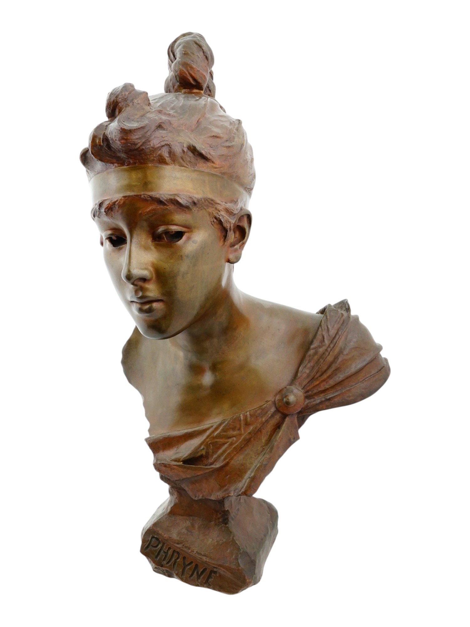 EMMANUEL VILLANIS ART NOUVEAU BRONZE FEMALE BUST