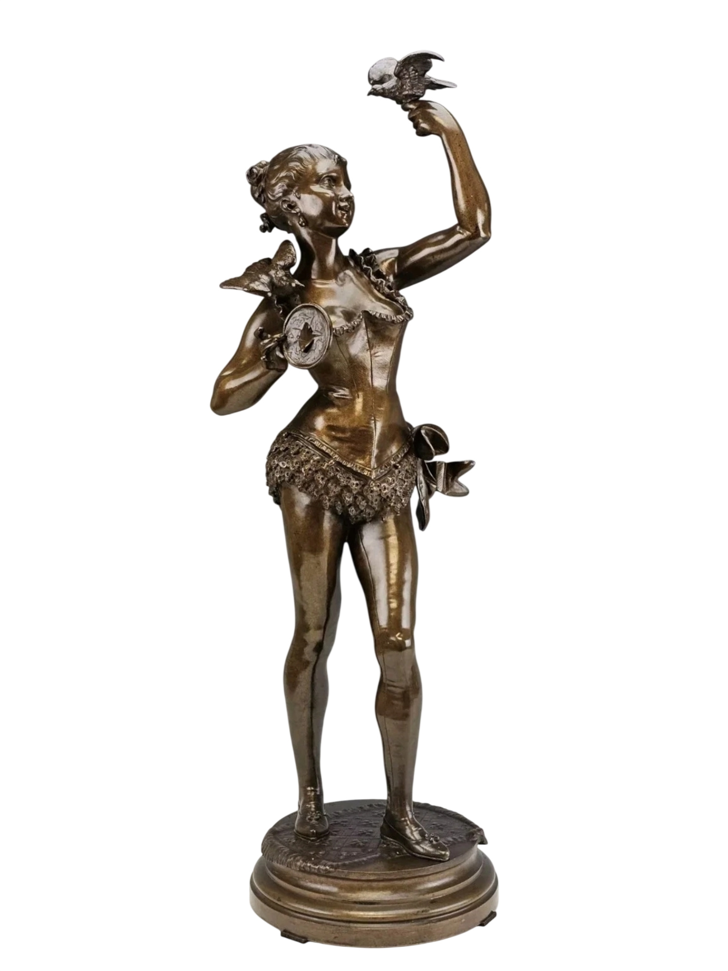 LARGE BELLE EPOQUE BRONZE THE BIRD TAMER BY FAURE DE BROUSSE