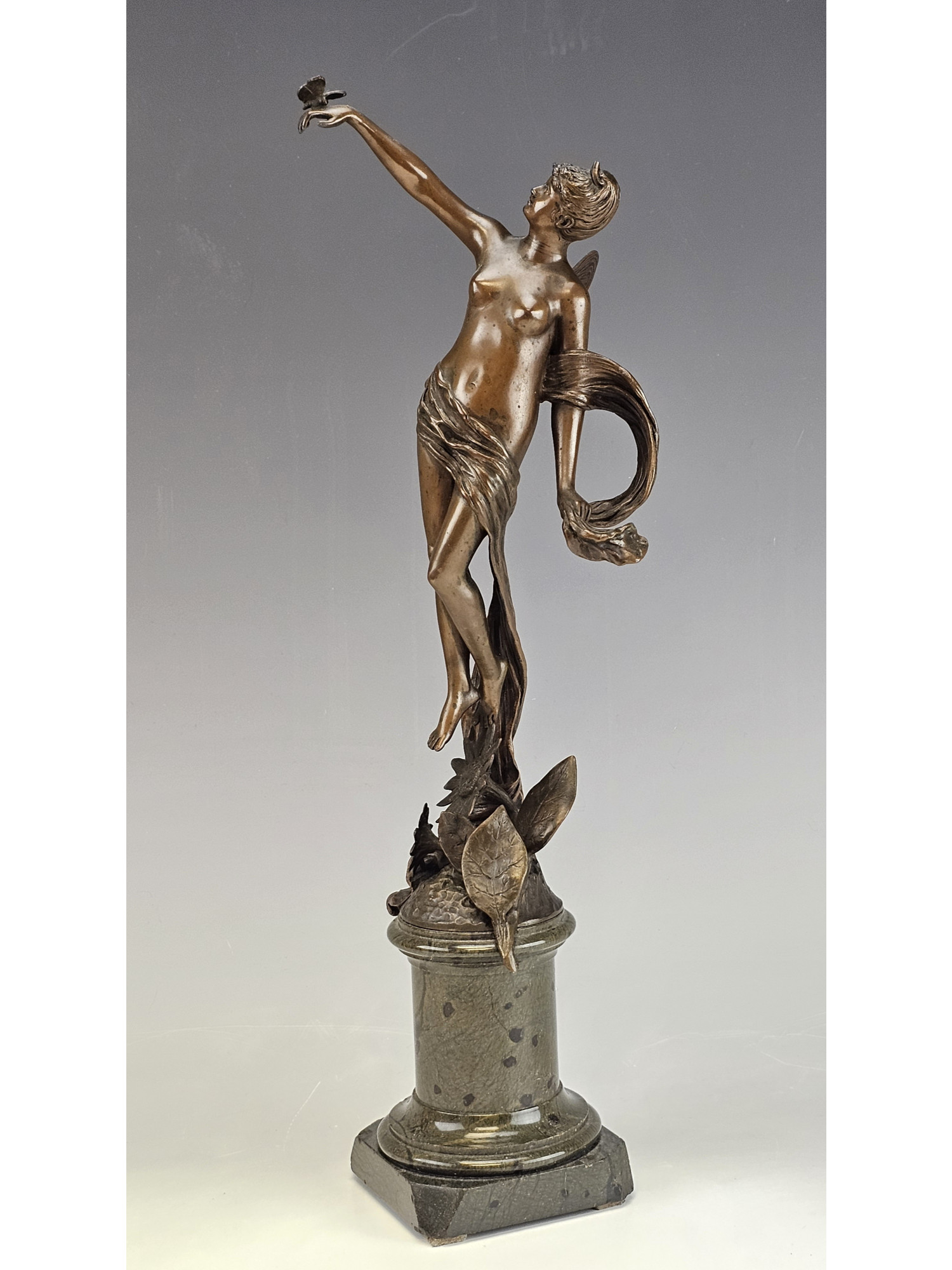 FRANZ ROSSE GERMAN 19TH C FAIRY WITH BUTTERFLY BRONZE