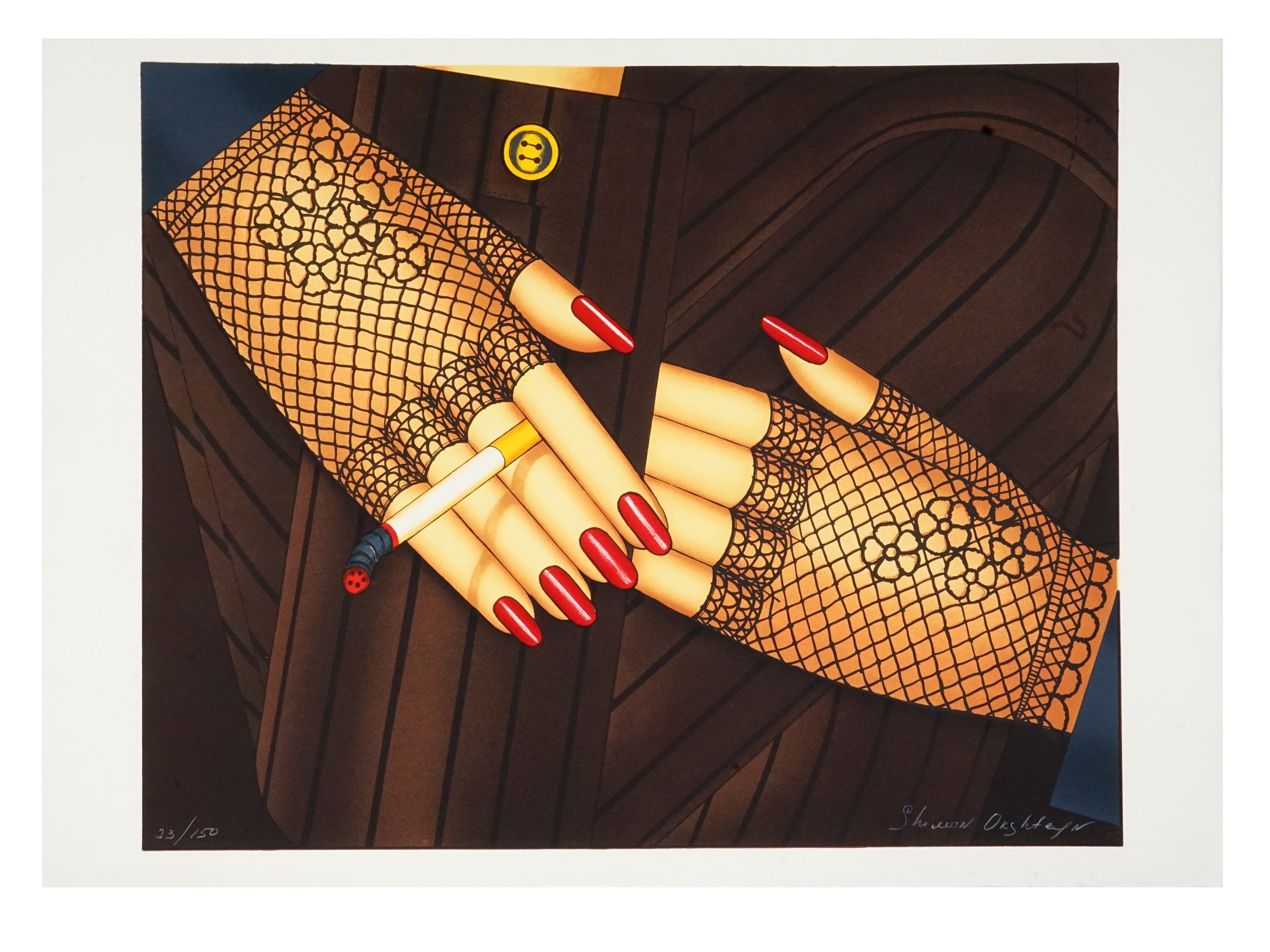 Shimon Okshteyn American Ltd Ed Lithograph Smoking Hands