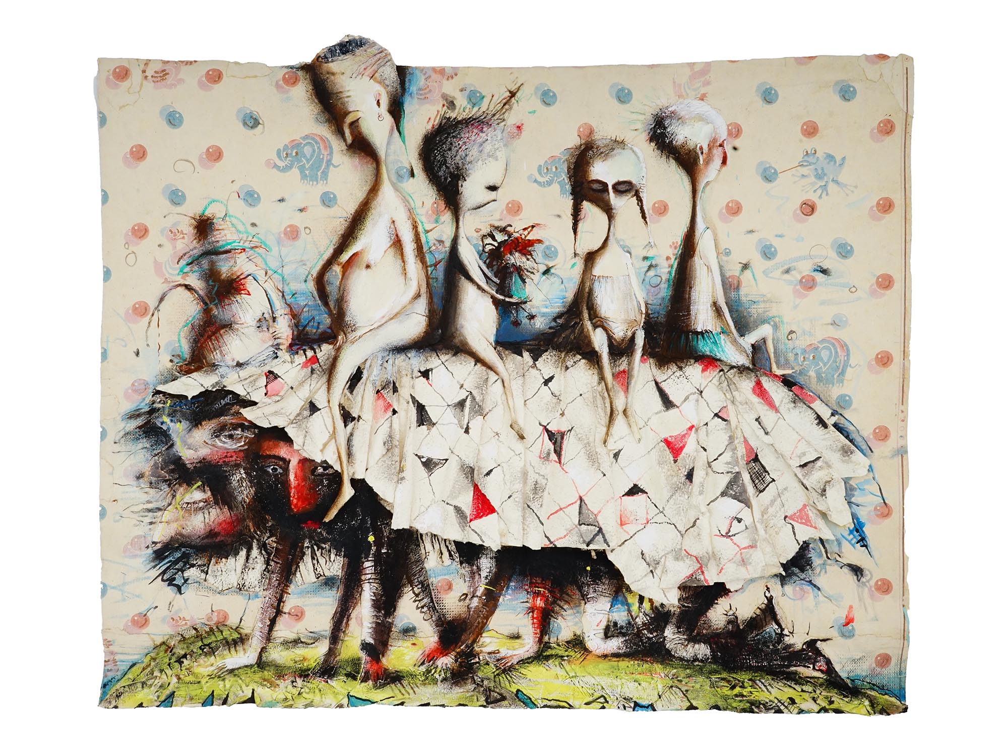 ALEXEI BOBRUSOV SAFARI I RUSSIAN MIXED MEDIA COLLAGE