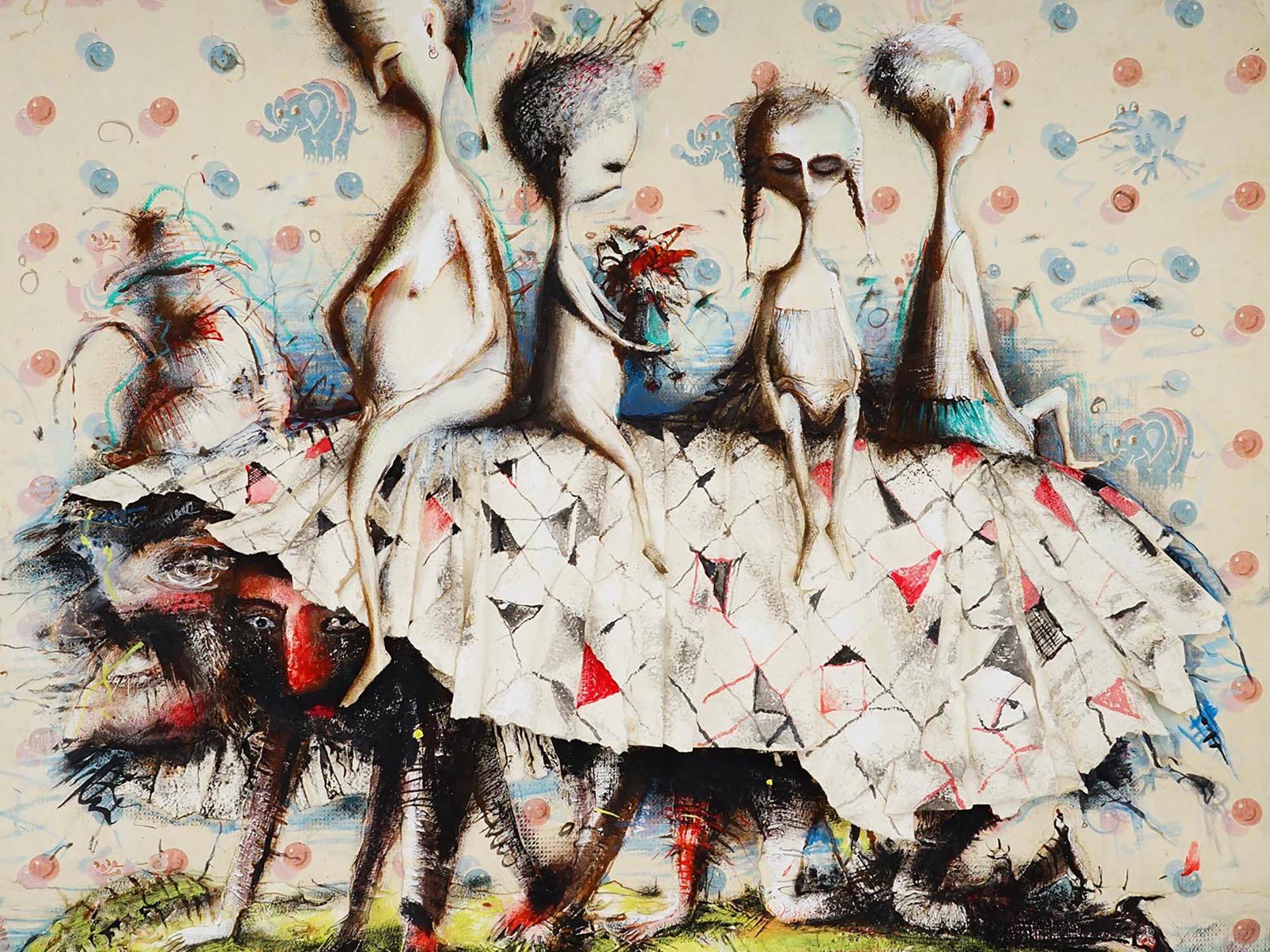 ALEXEI BOBRUSOV SAFARI I RUSSIAN MIXED MEDIA COLLAGE