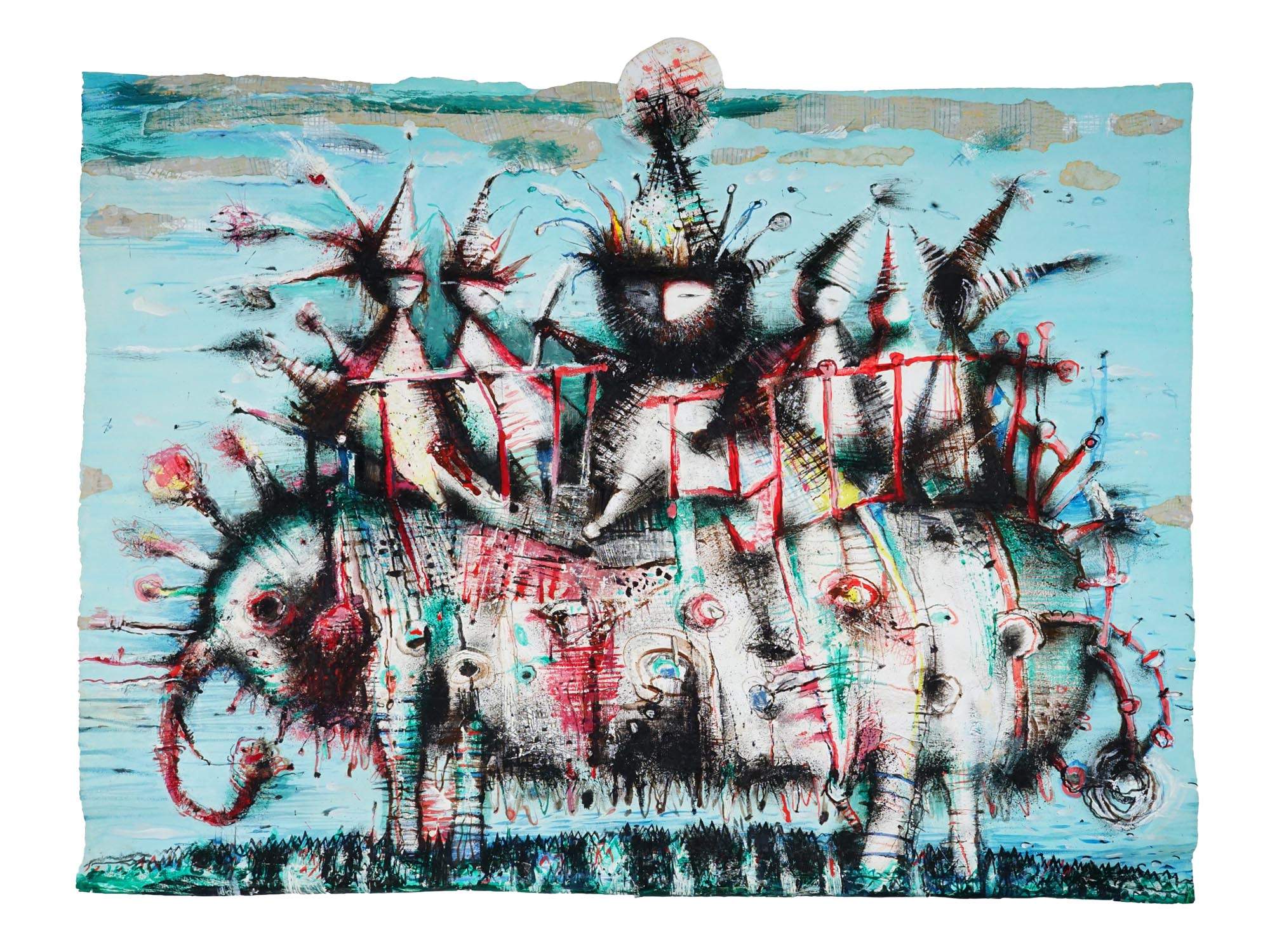 ALEXEI BOBRUSOV SAFARI II RUSSIAN MIXED MEDIA COLLAGE