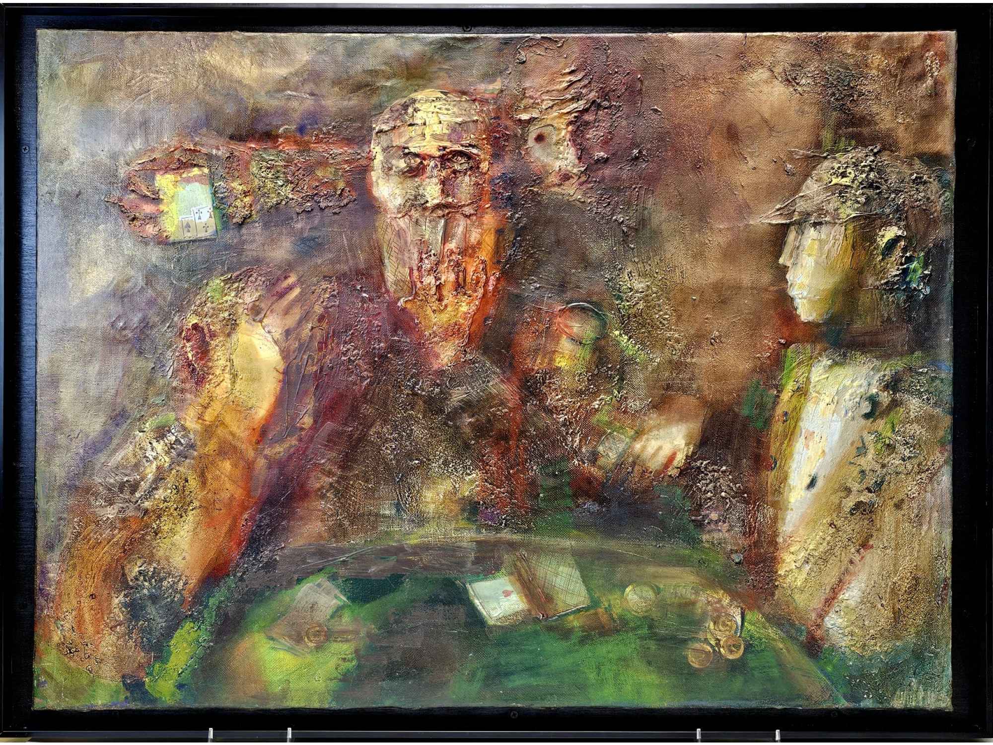 LUCIEN DULFAN RUSSIAN-AMERICAN IMPASTO PAINTING THE GAME