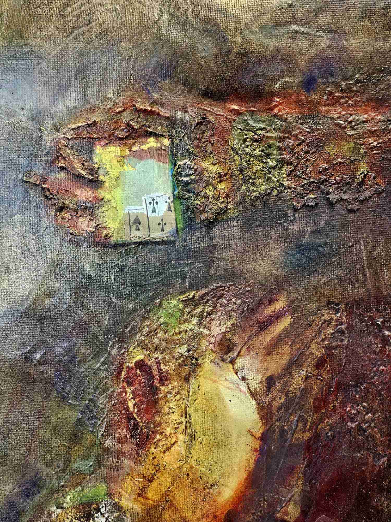 LUCIEN DULFAN RUSSIAN-AMERICAN IMPASTO PAINTING THE GAME