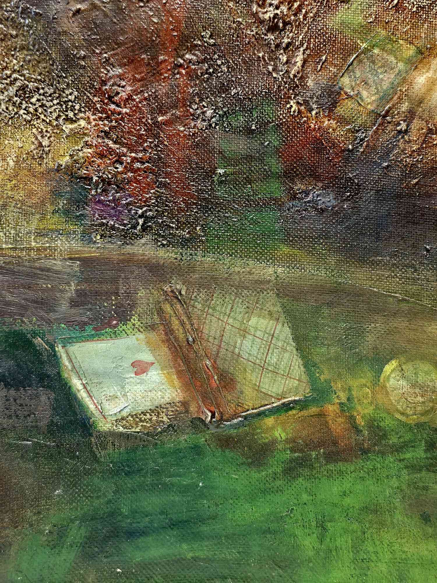 LUCIEN DULFAN RUSSIAN-AMERICAN IMPASTO PAINTING THE GAME