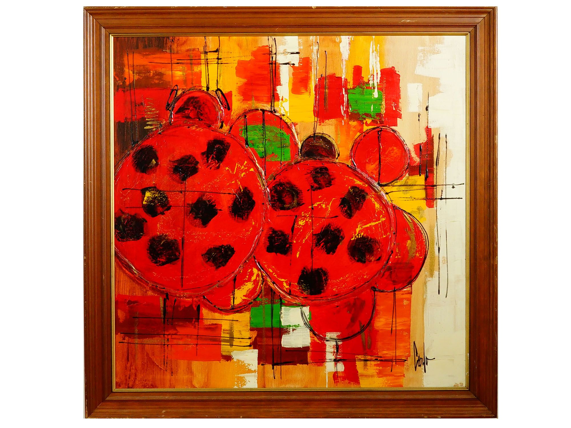 MODERN ABSTRACT COMPOSITION PAINTING SIGNED CARLA
