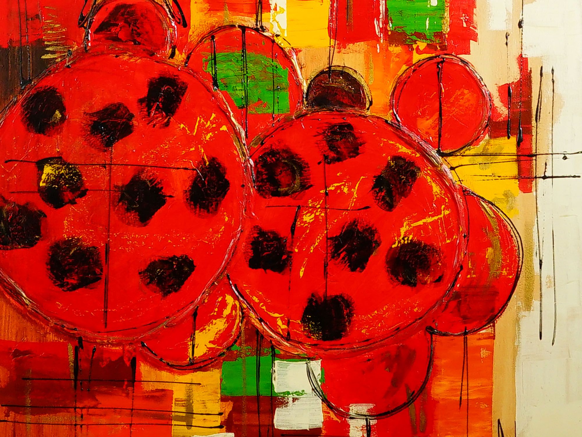 MODERN ABSTRACT COMPOSITION PAINTING SIGNED CARLA