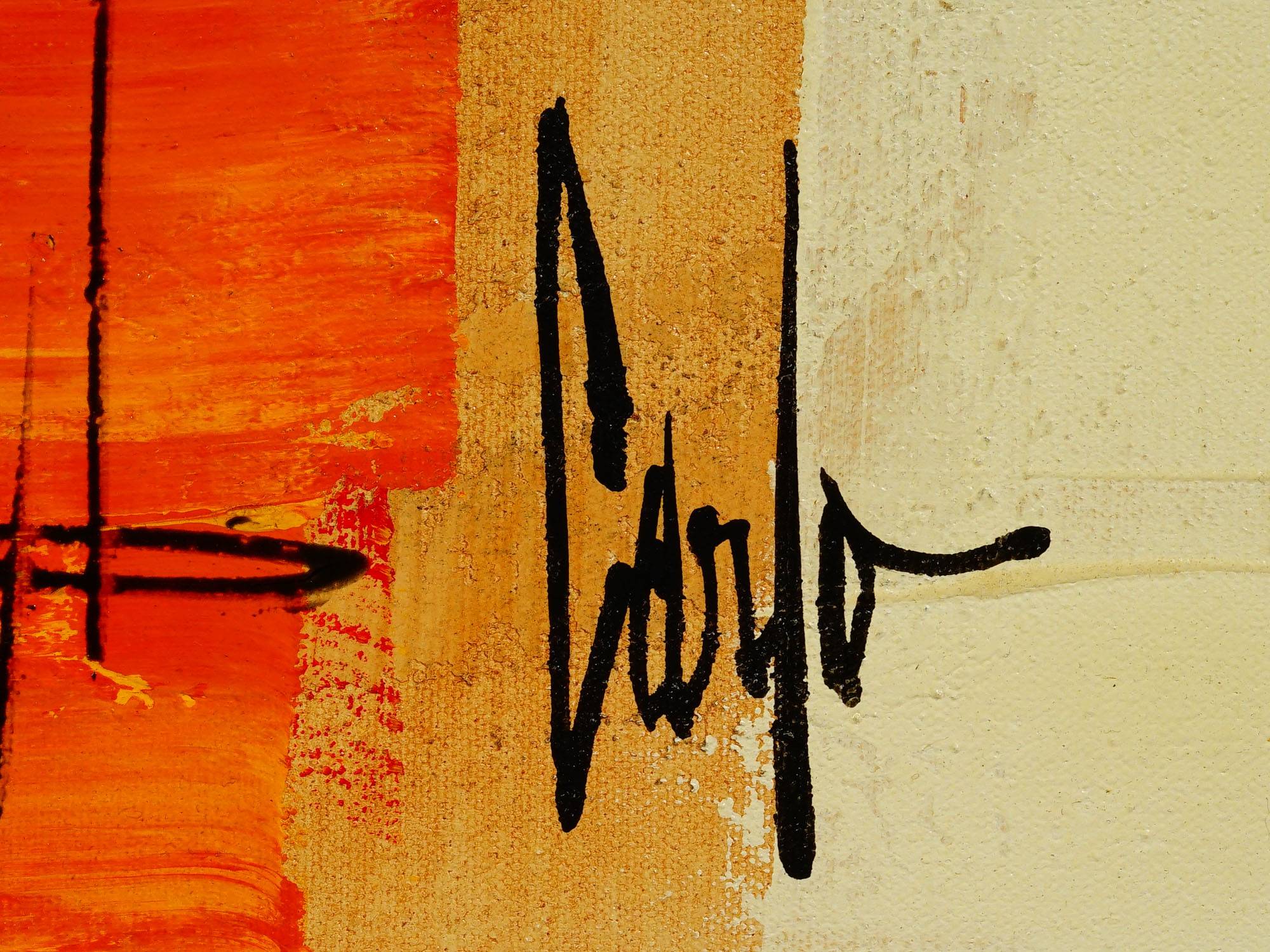 MODERN ABSTRACT COMPOSITION PAINTING SIGNED CARLA