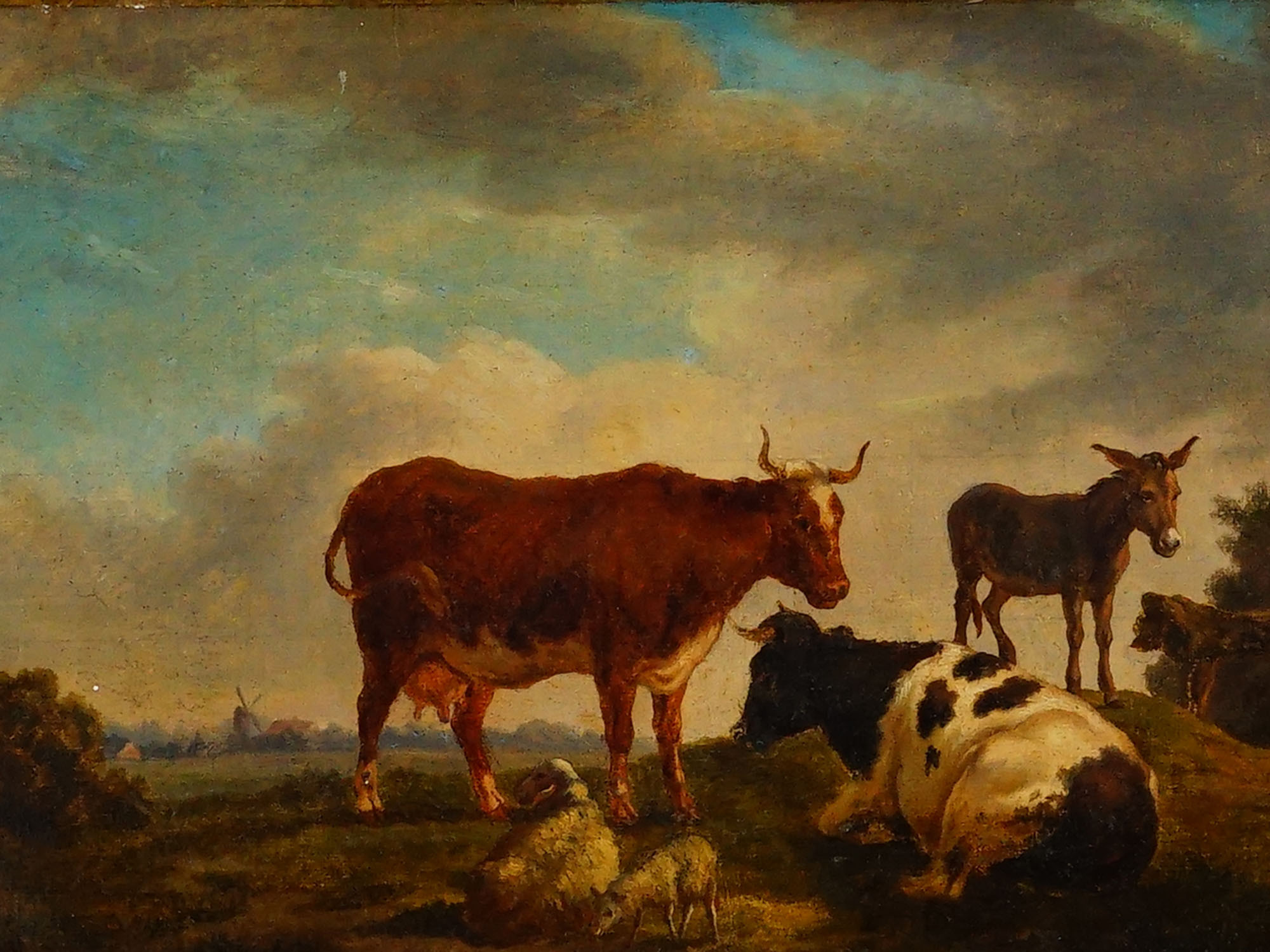 ANTIQUE 19TH C EUROPEAN PASTORAL OIL PAINTING