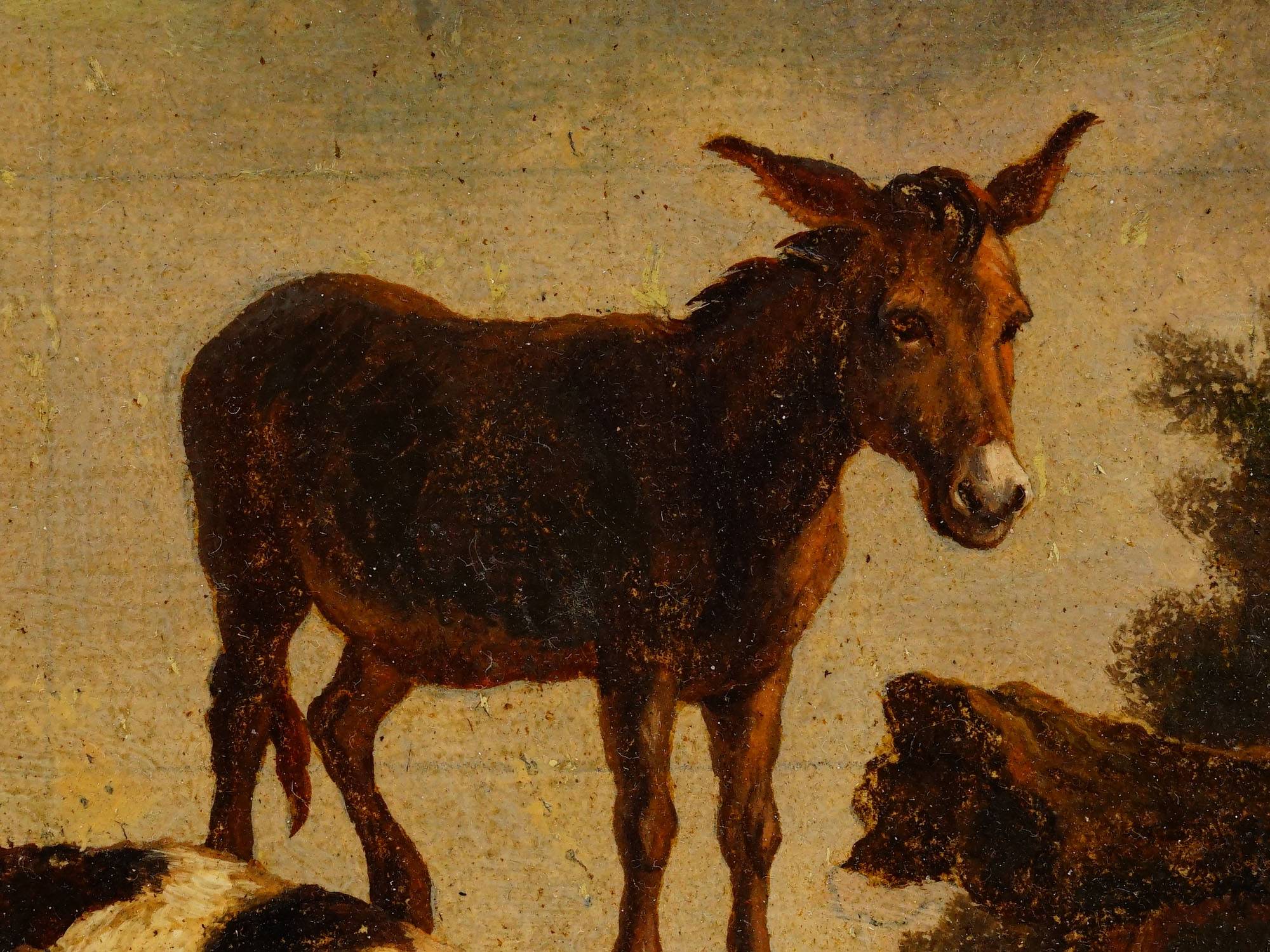 ANTIQUE 19TH C EUROPEAN PASTORAL OIL PAINTING